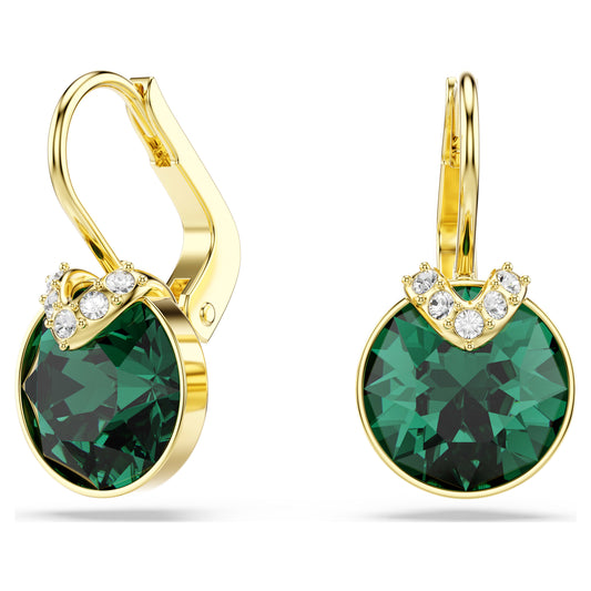 BELLA V DROP EARRINGS - GREEN, GOLD