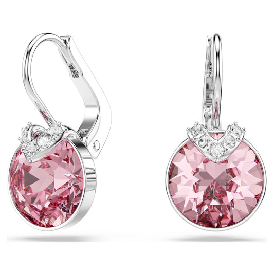 BELLA V DROP EARRINGS - PINK, RHODIUM