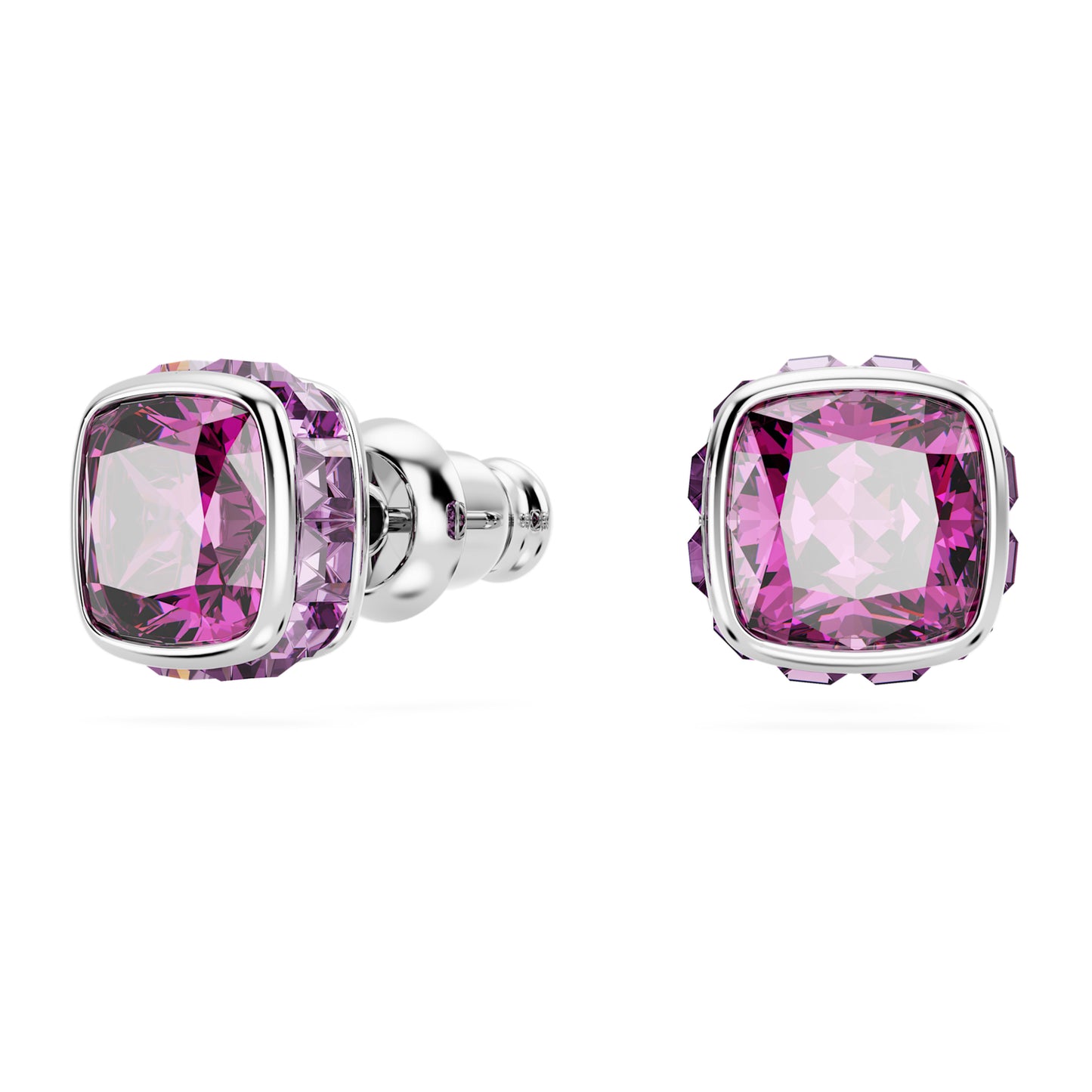 BIRTHSTONE STUD EARRINGS FEBRUARY - PURPLE, RHODIUM