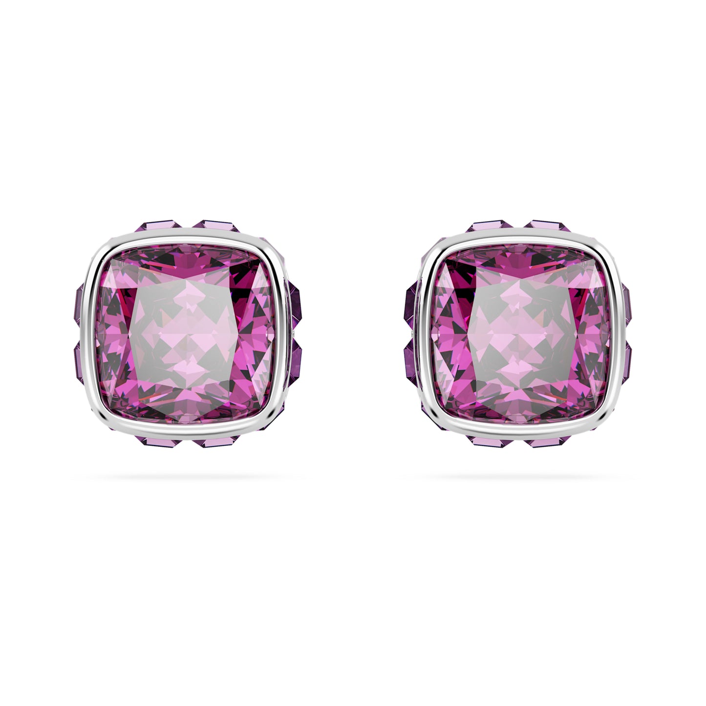 BIRTHSTONE STUD EARRINGS FEBRUARY - PURPLE, RHODIUM