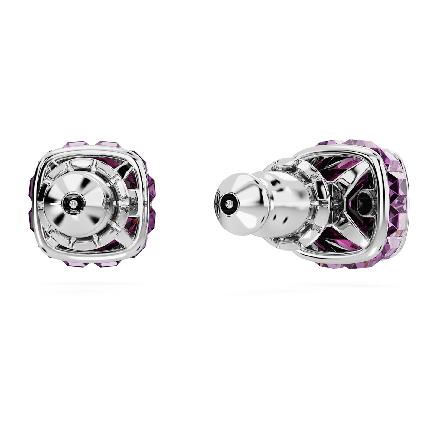 BIRTHSTONE STUD EARRINGS FEBRUARY - PURPLE, RHODIUM