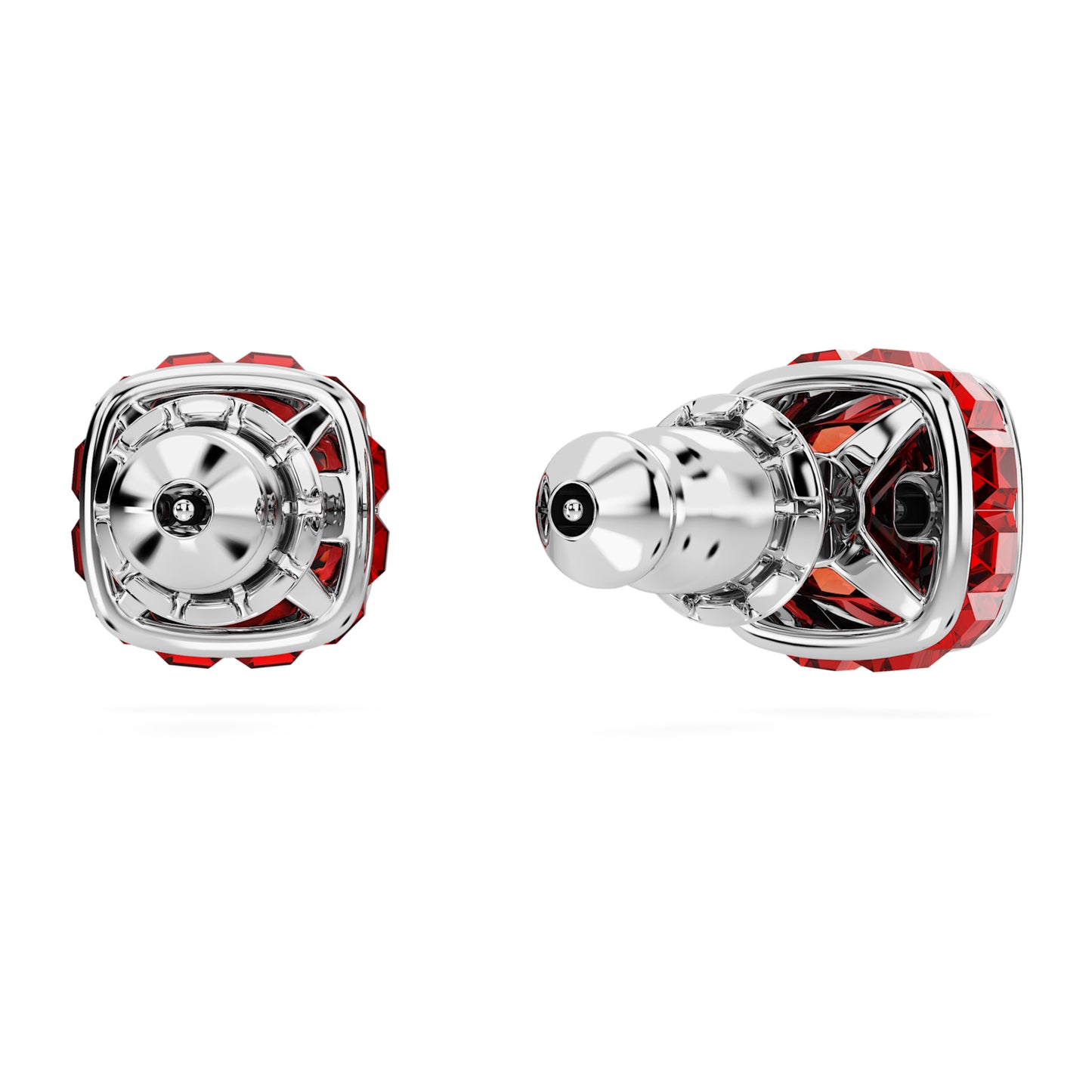 BIRTHSTONE STUD EARRINGS JULY - RED, RHODIUM