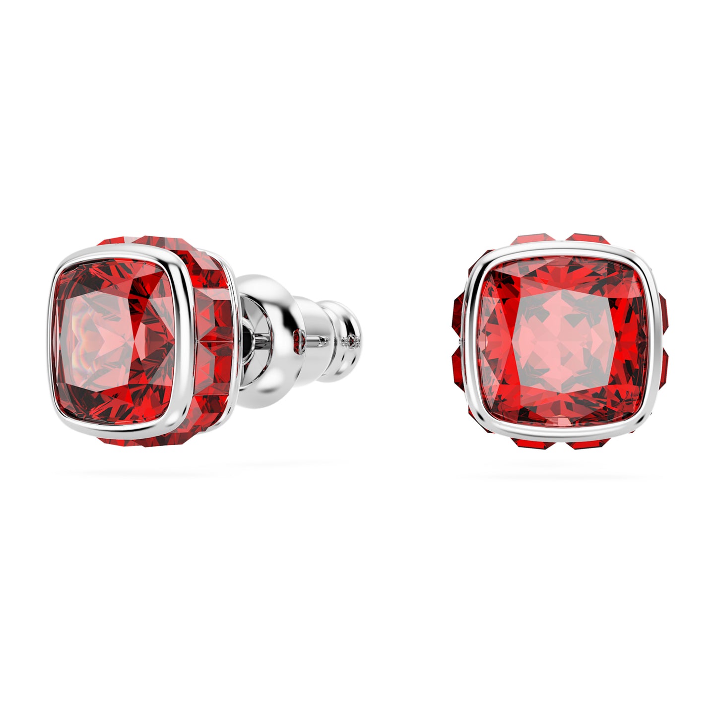 BIRTHSTONE STUD EARRINGS JULY - RED, RHODIUM