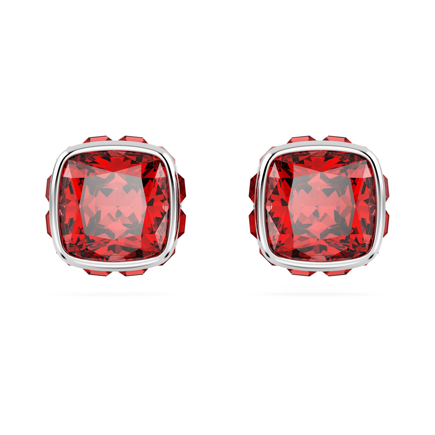BIRTHSTONE STUD EARRINGS JULY - RED, RHODIUM