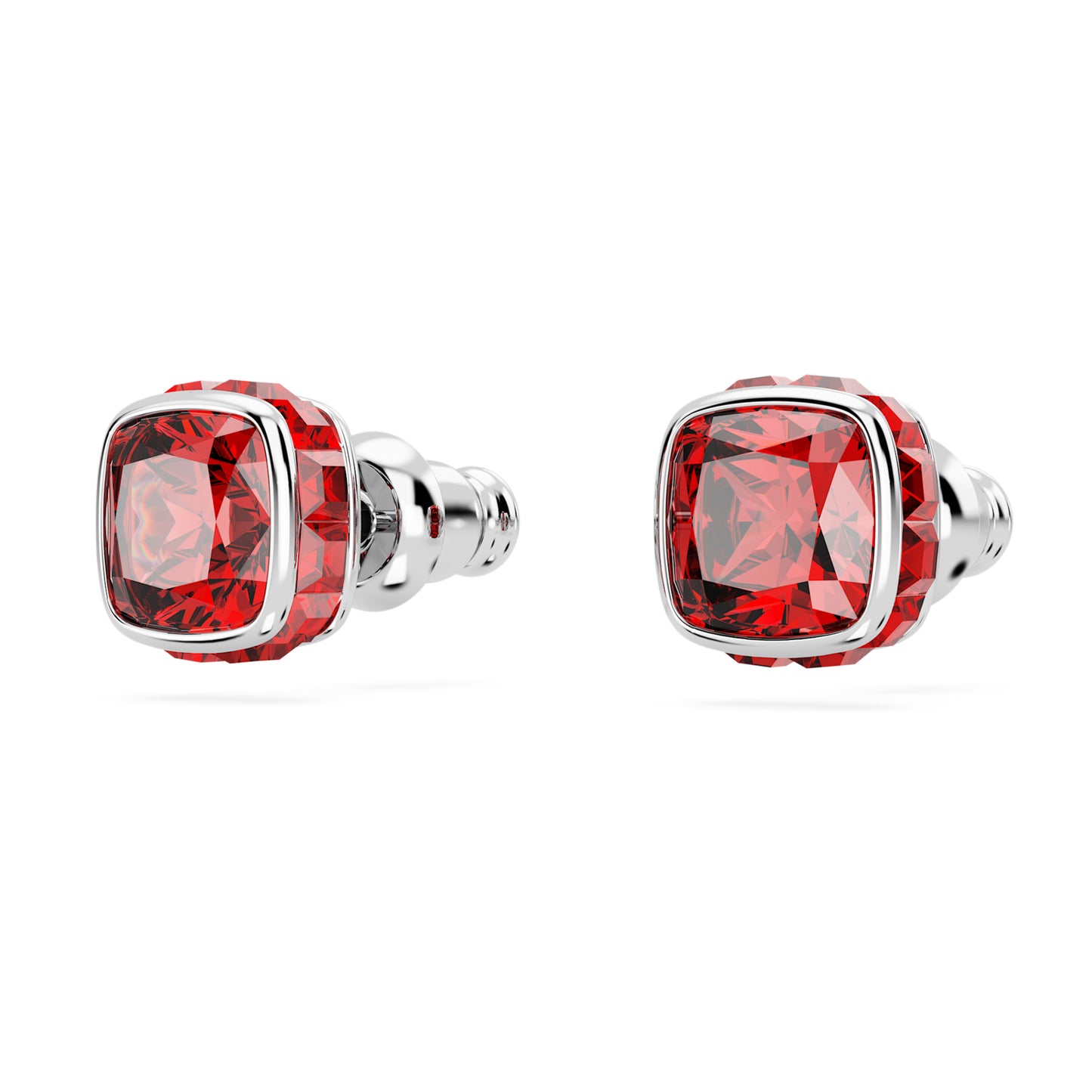 BIRTHSTONE STUD EARRINGS JULY - RED, RHODIUM