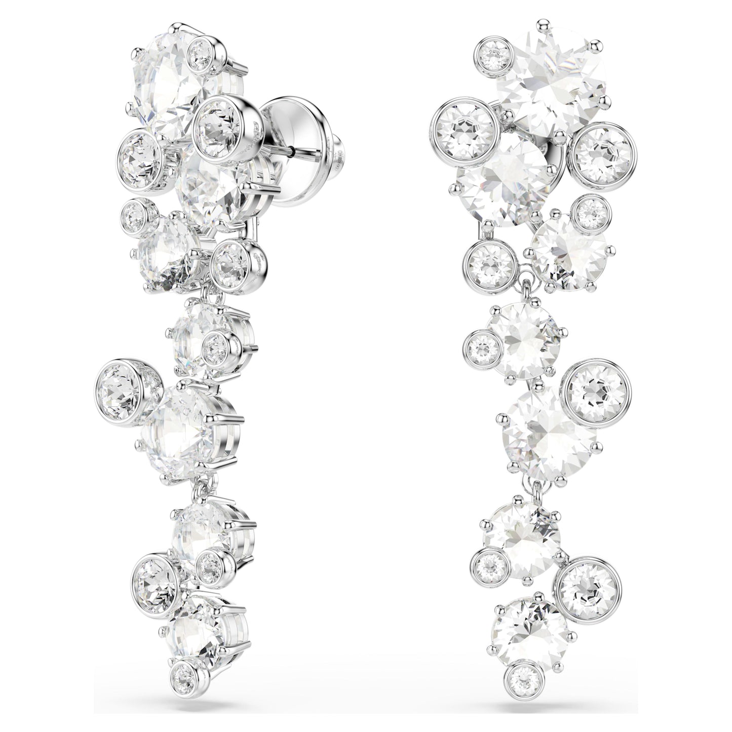 CONSTELLA DROP EARRINGS MIXED CUTS - WHITE, RHODIUM