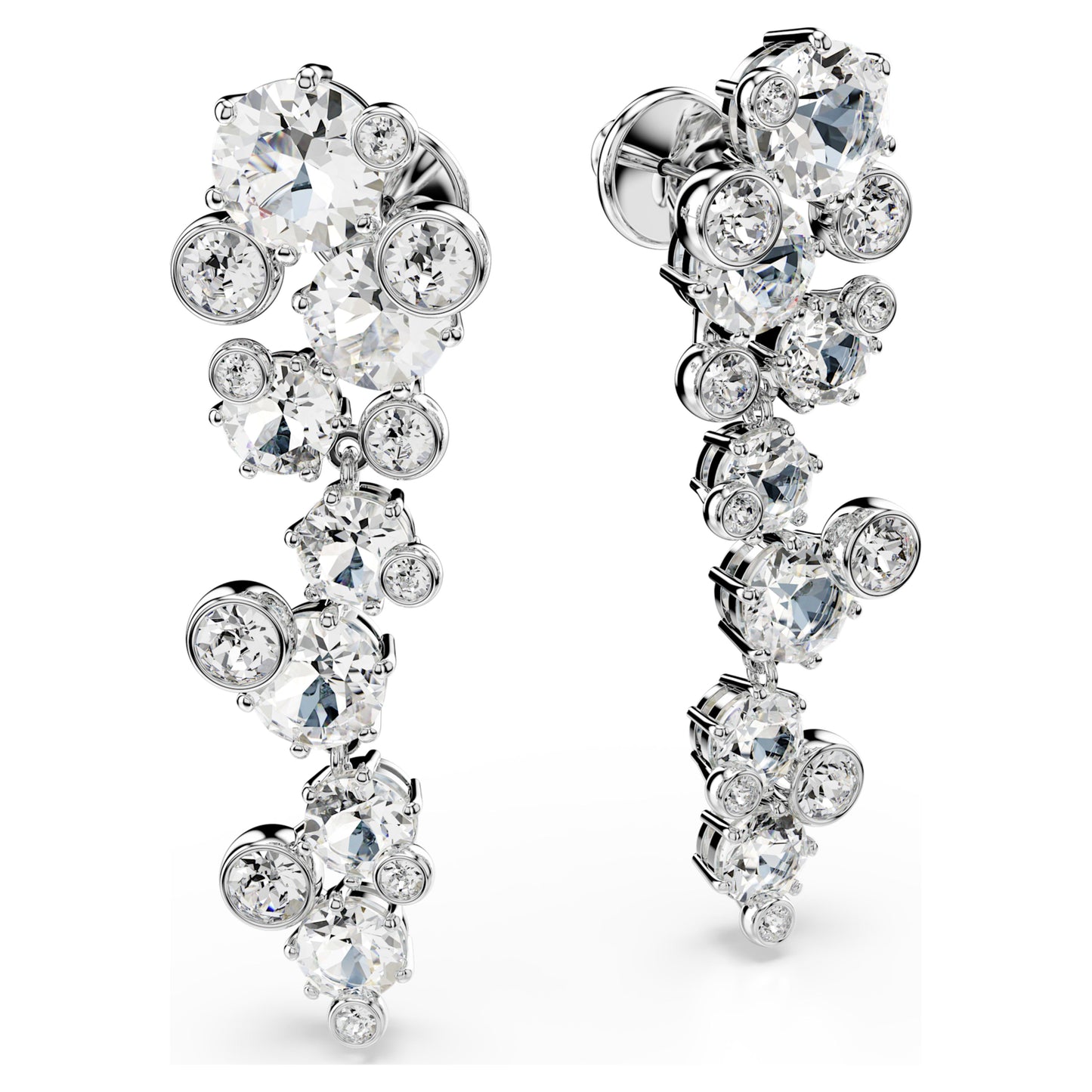 CONSTELLA DROP EARRINGS MIXED CUTS - WHITE, RHODIUM