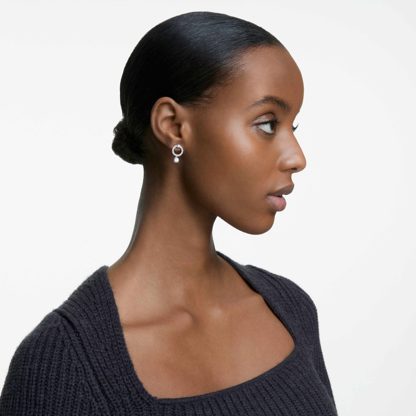 CONSTELLA HOOP EARRINGS - WHITE, RHODIUM