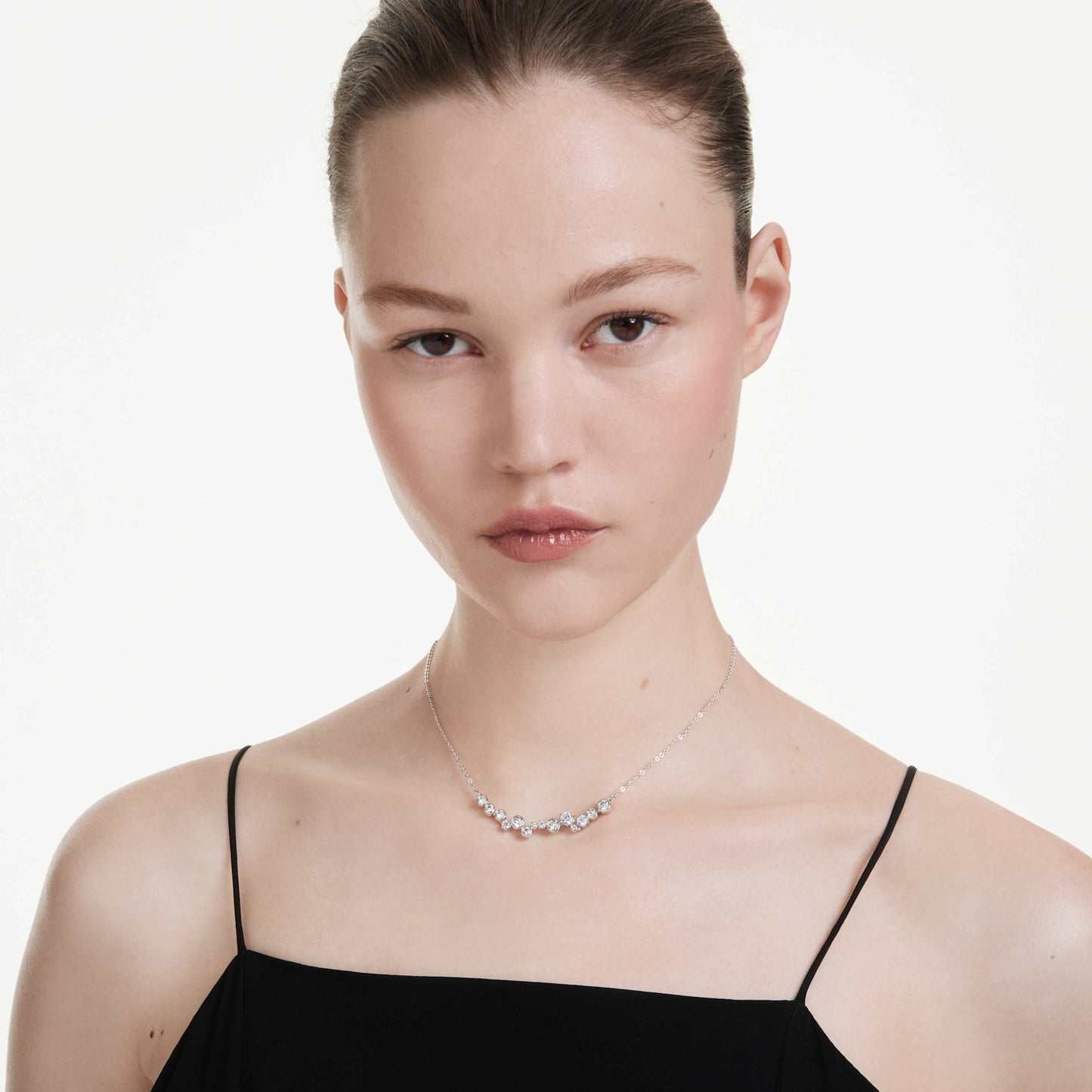 CONSTELLA NECKLACE MIXED CUTS - WHITE, RHODIUM