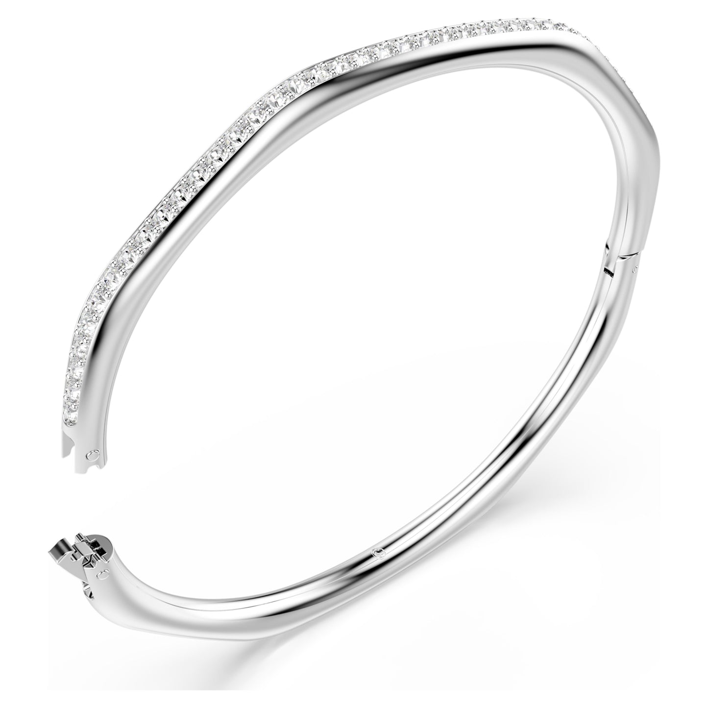 DEXTERA BANGLE OCTAGON - WHITE, RHODIUM