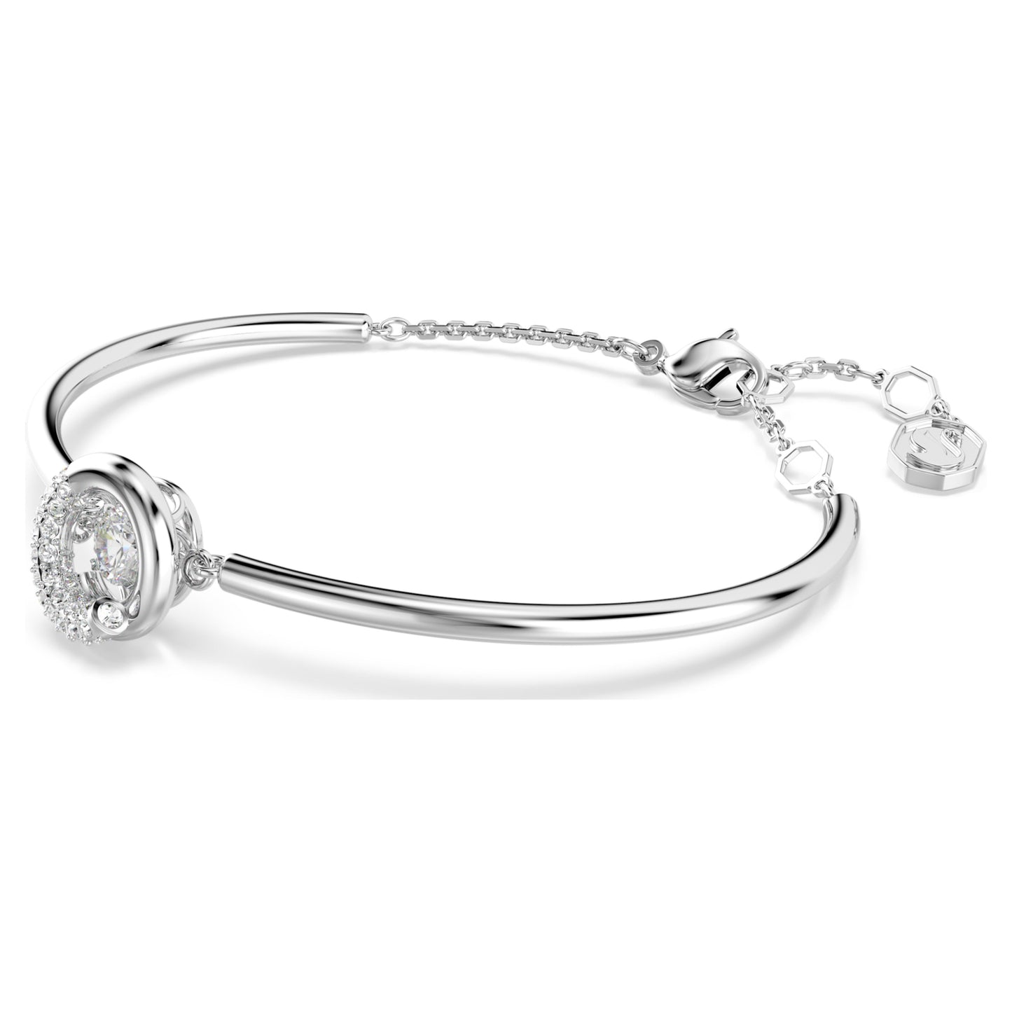 DEXTERA BANGLE - WHITE, RHODIUM