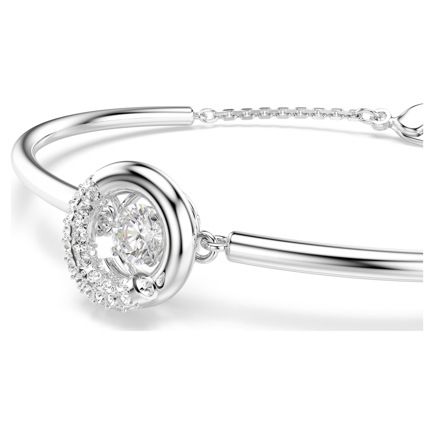 DEXTERA BANGLE - WHITE, RHODIUM