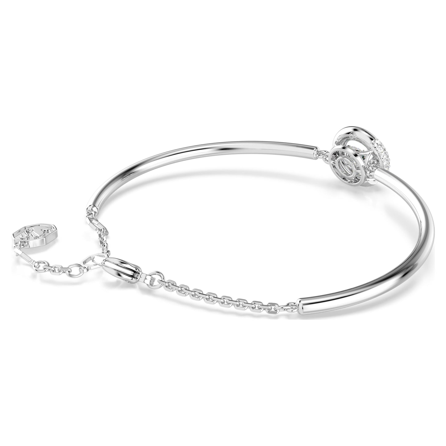 DEXTERA BANGLE - WHITE, RHODIUM