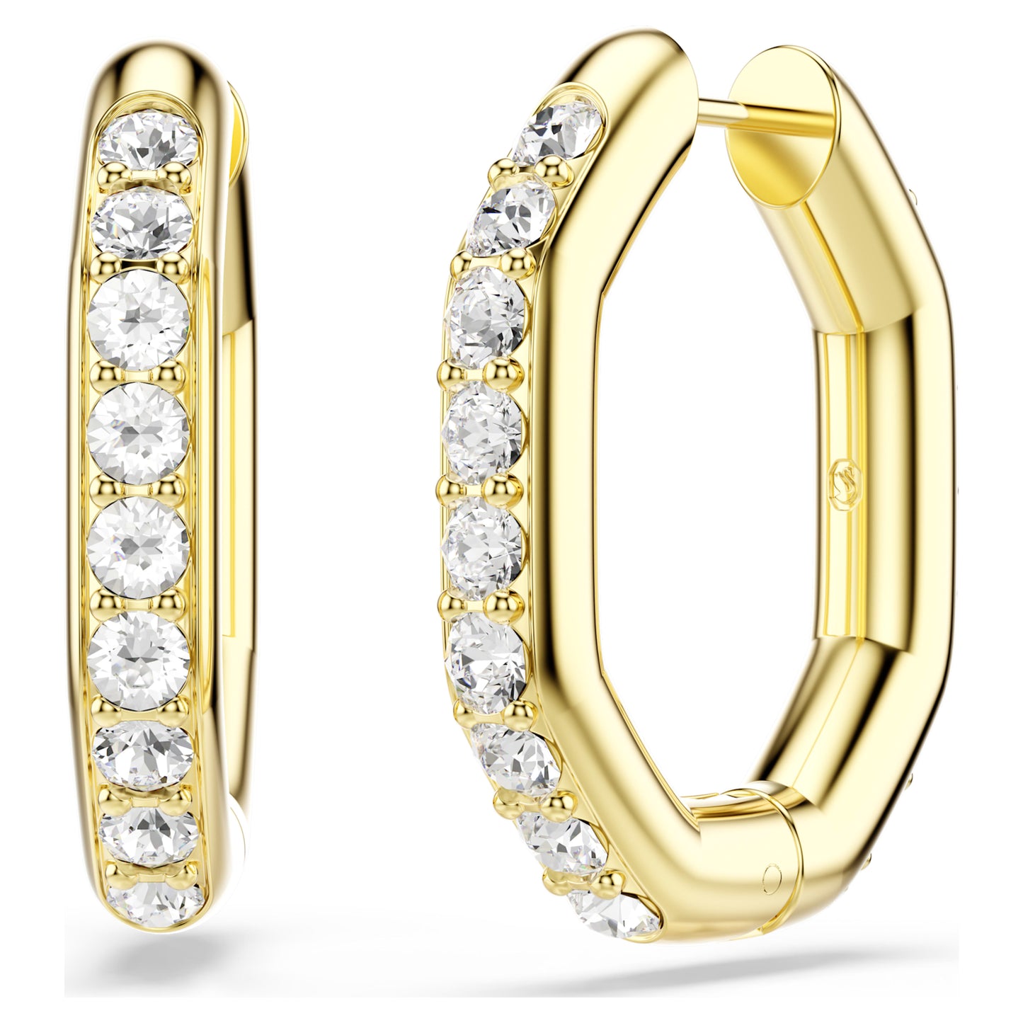 DEXTERA HOOP EARRINGS OCTAGON - WHITE, GOLD