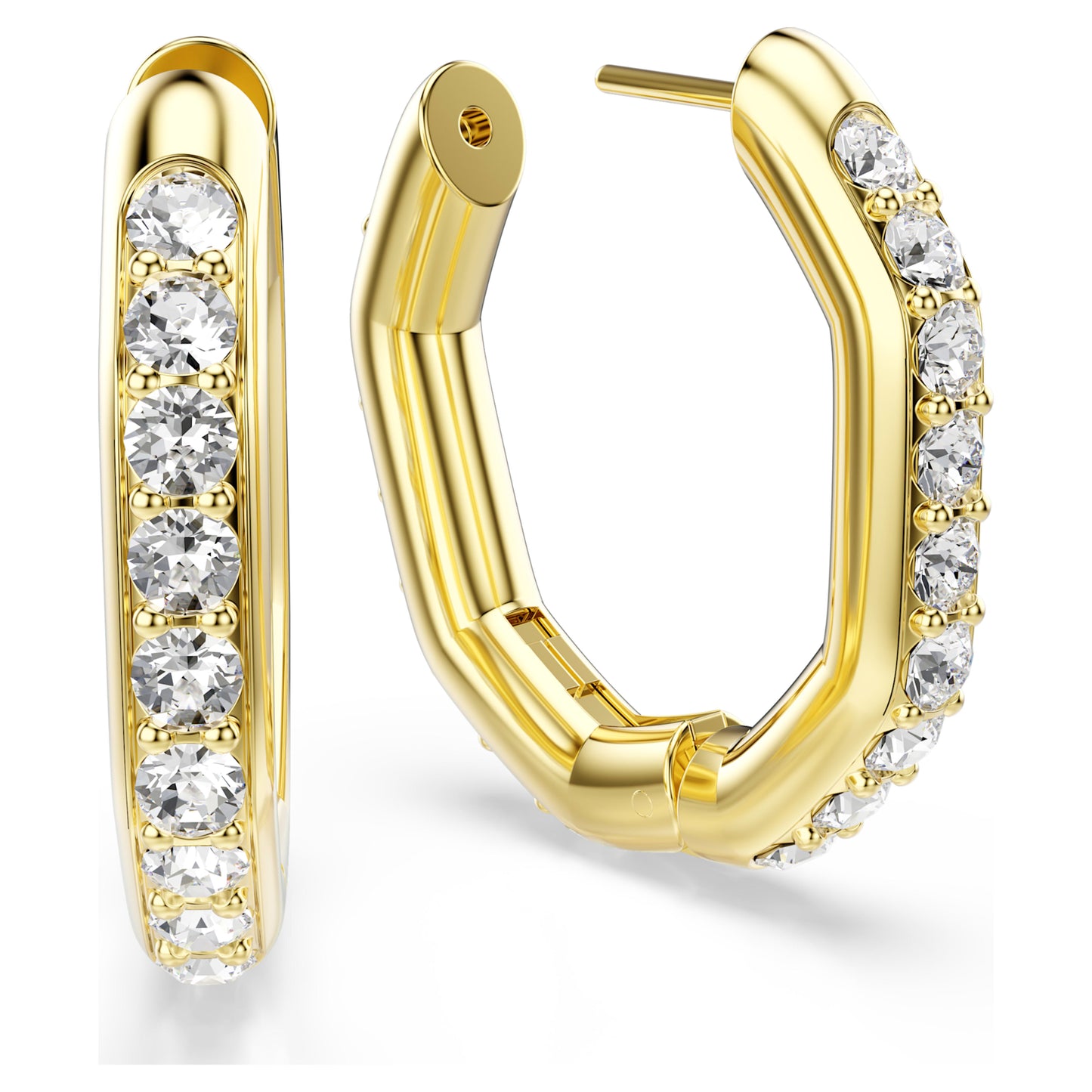 DEXTERA HOOP EARRINGS OCTAGON - WHITE, GOLD