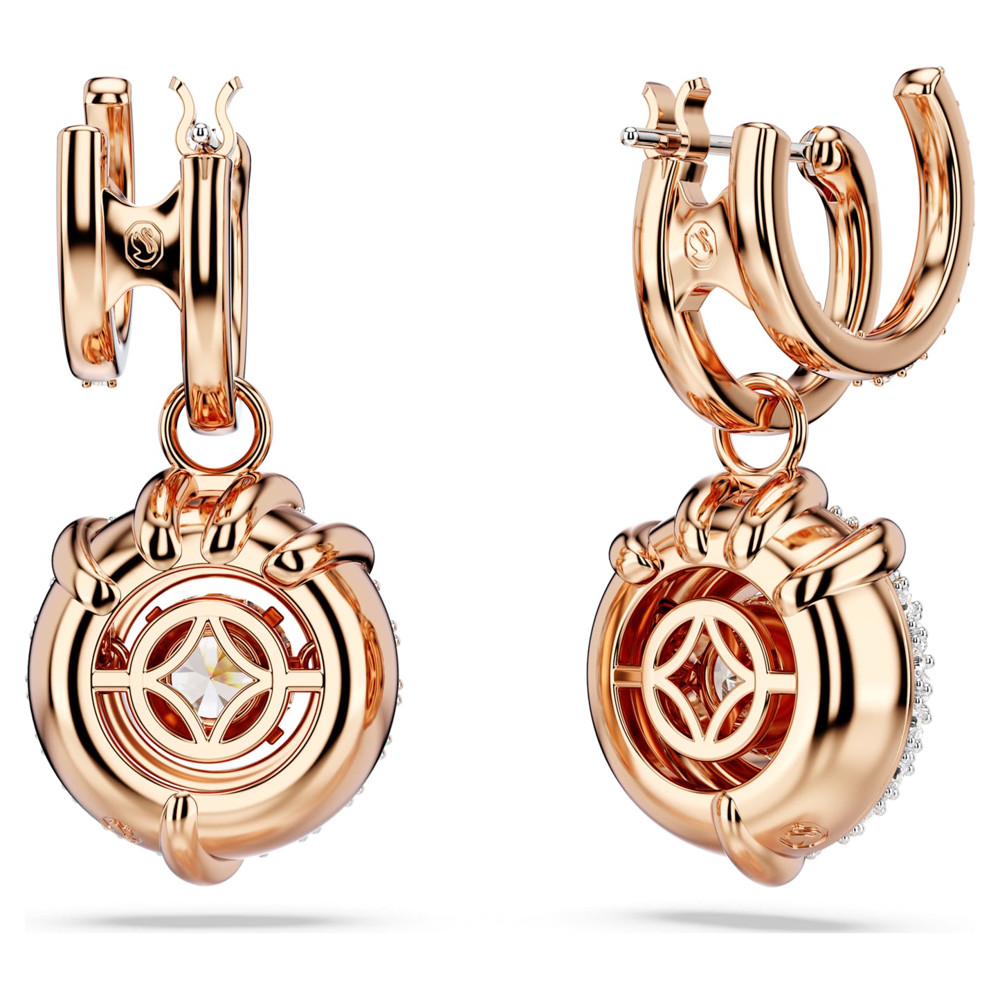 DRAGON & PHOENIX DROP EARRING DRAGON CLAW - WHITE, ROSE-GOLD