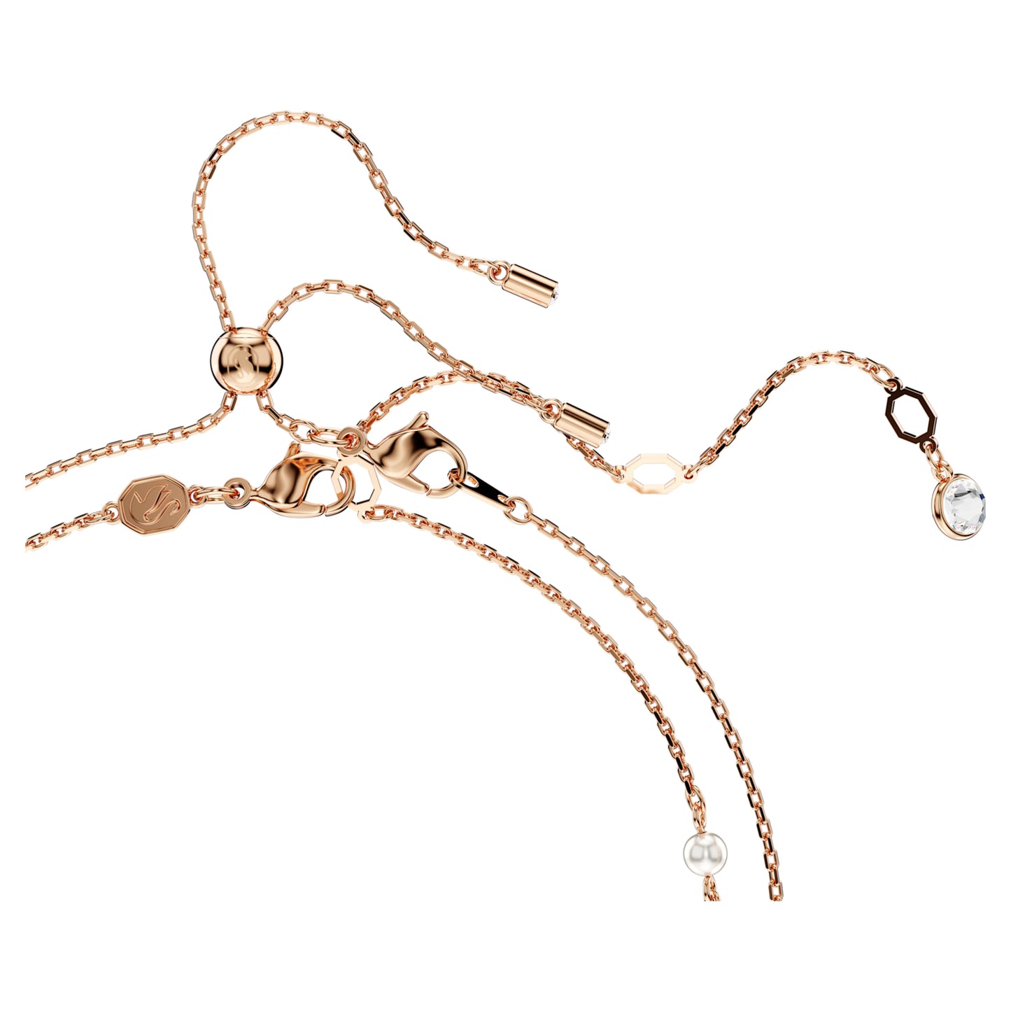 DRAGON & PHOENIX LAYERED NECKLACE - WHITE, ROSE-GOLD