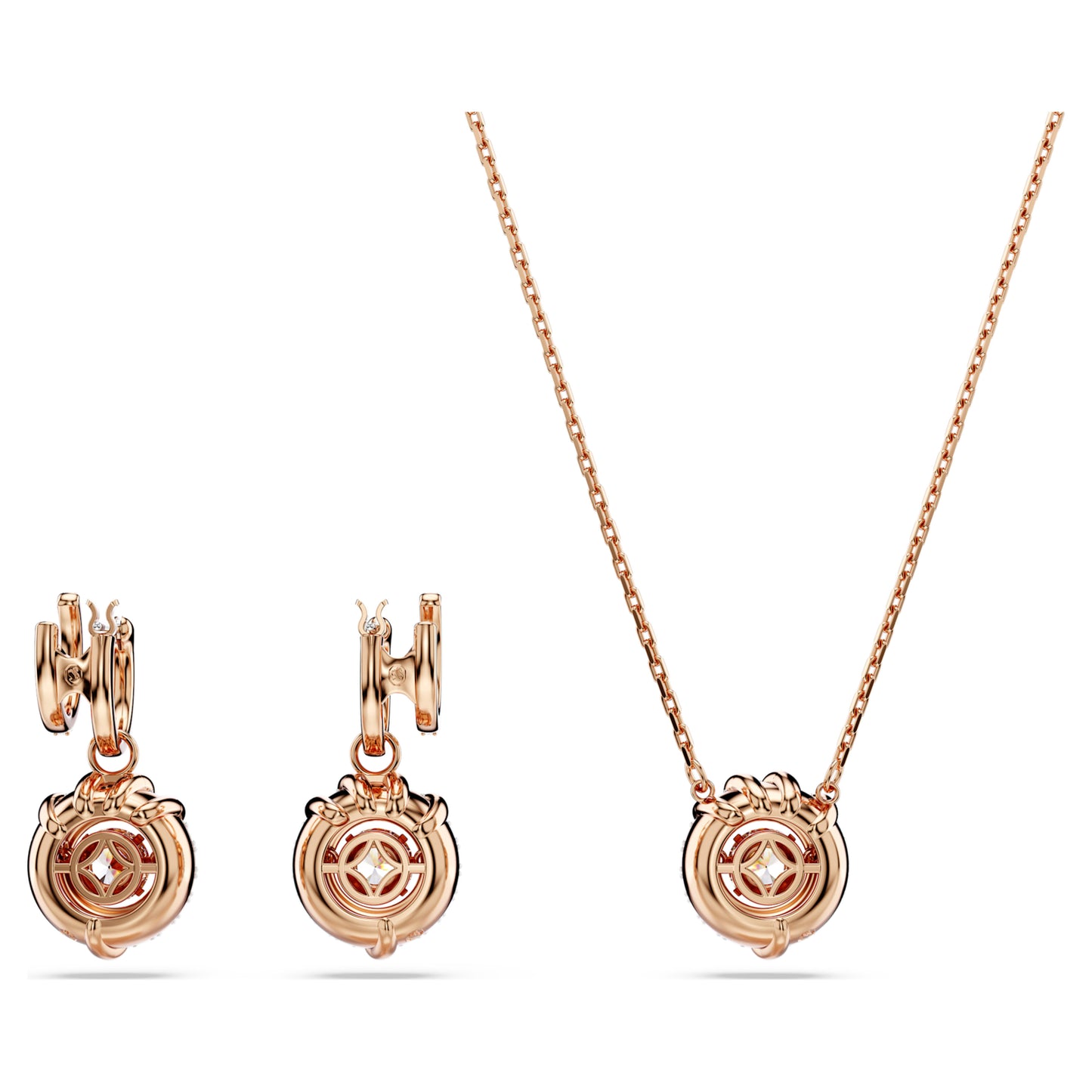 DRAGON & PHOENIX SET DRAGON CLAW, NECKLACE & EARRINGS - WHITE, ROSE-GOLD