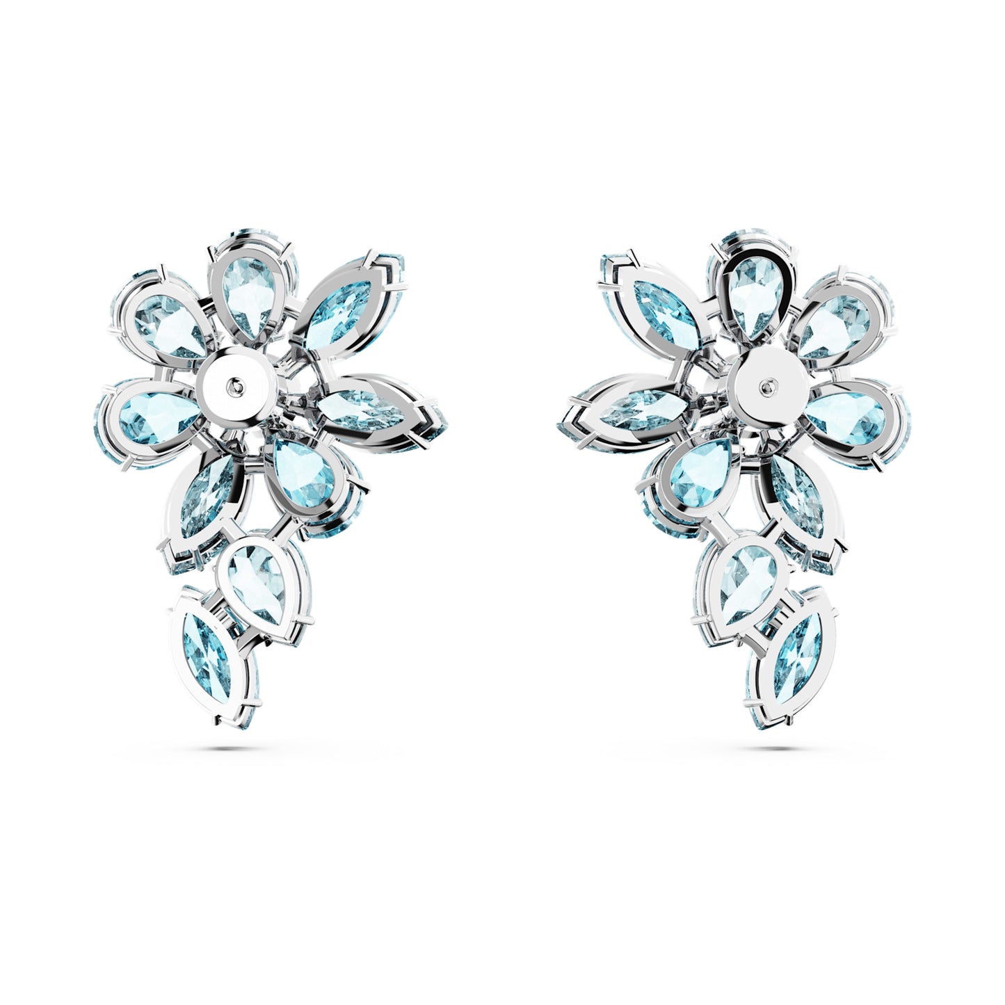 GEMA DROP EARRINGS FLOWER - BLUE, RHODIUM