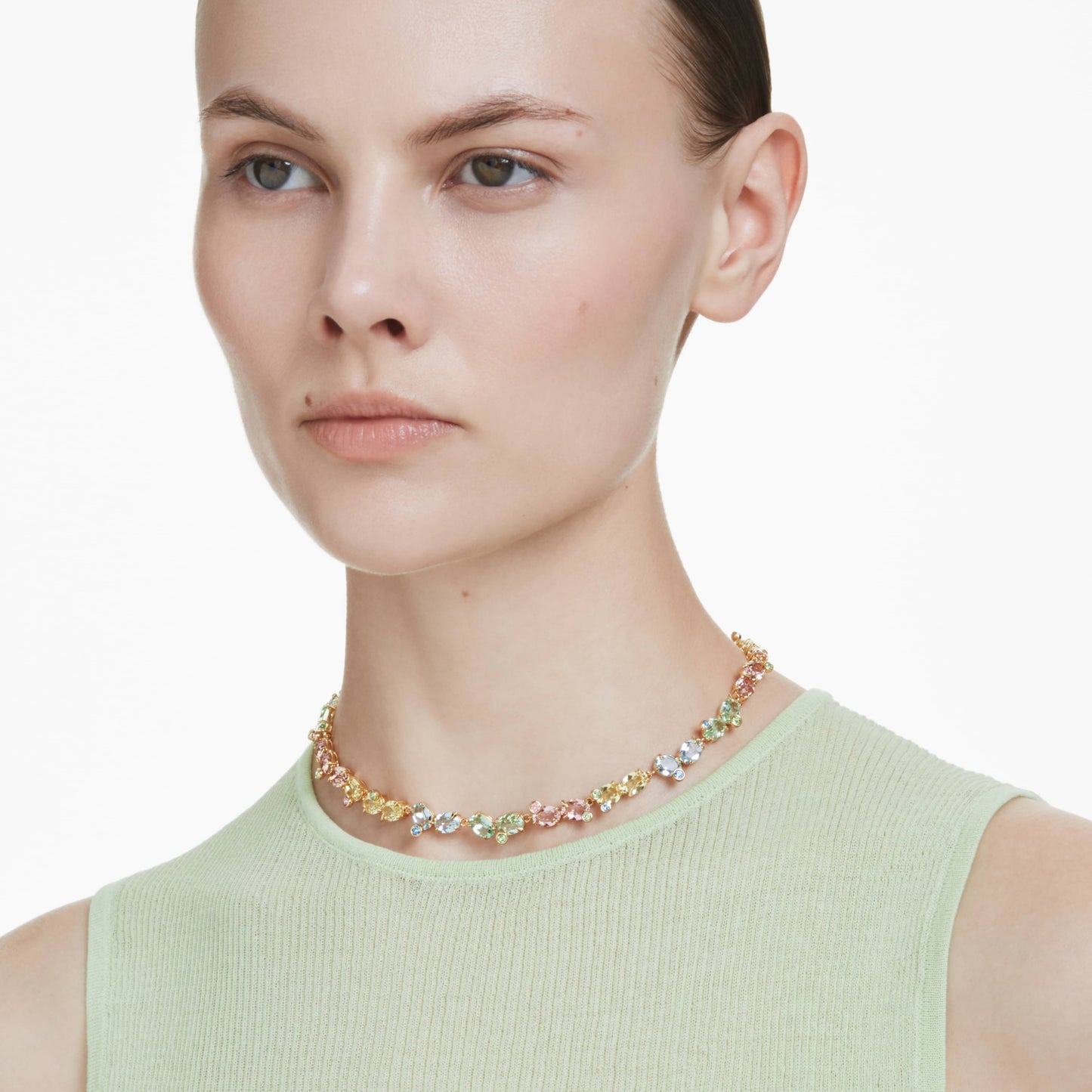 GEMMA TENNIS NECKLACE - MULTICOLOURED, GOLD