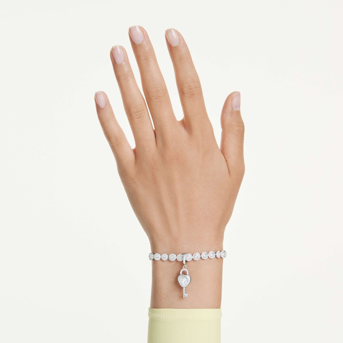 IDYLLIA CHARM HEART WITH KEY - WHITE, RHODIUM