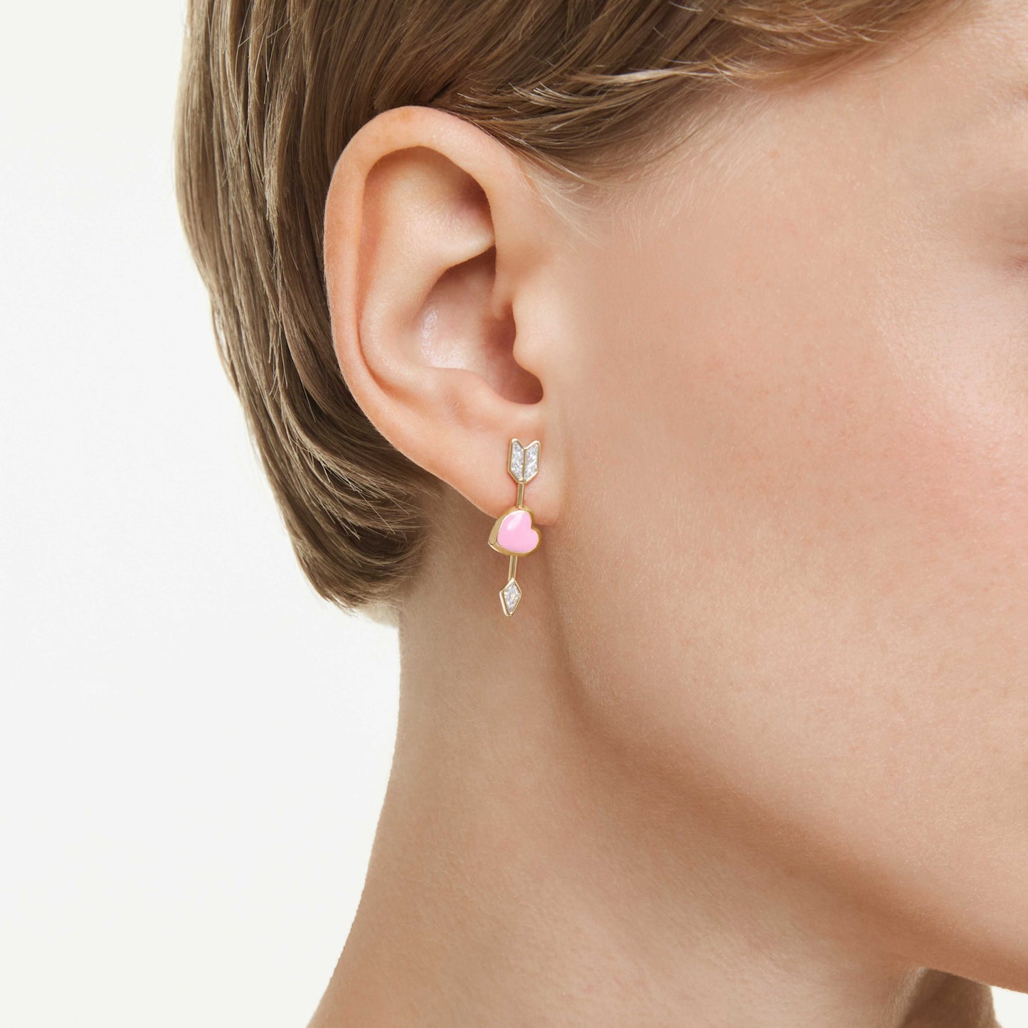 IDYLLIA DROP EARRINGS HEART W ARROW - WHITE, GOLD