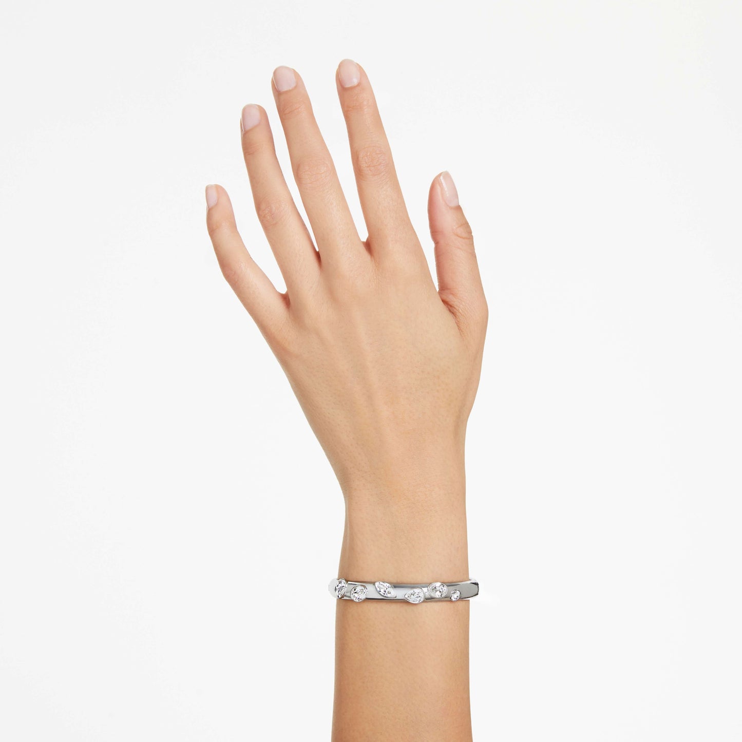 IMBER BANGLE - WHITE, RHODIUM