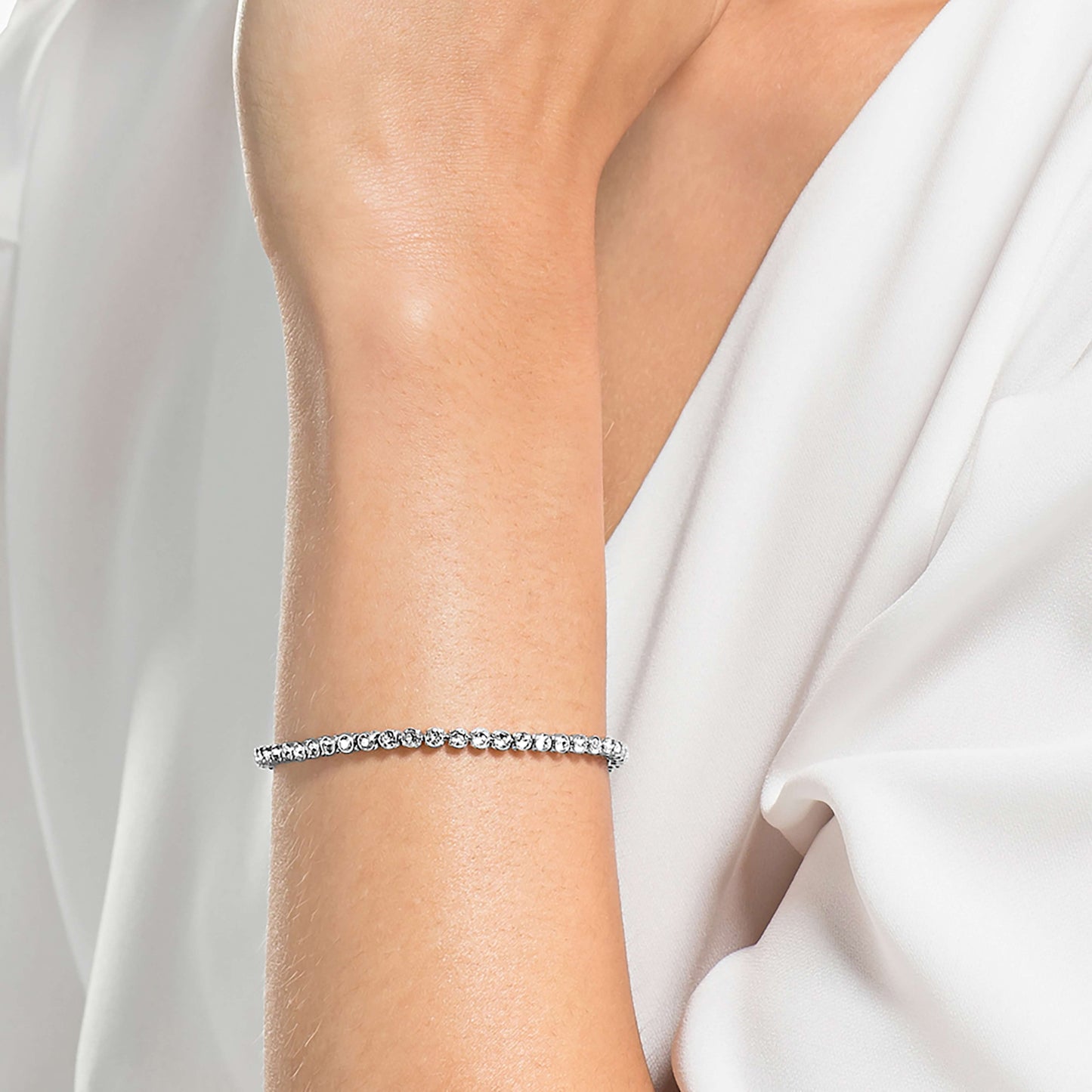 IMBER EMILY BRACELET - WHITE, RHODIUM PLATED