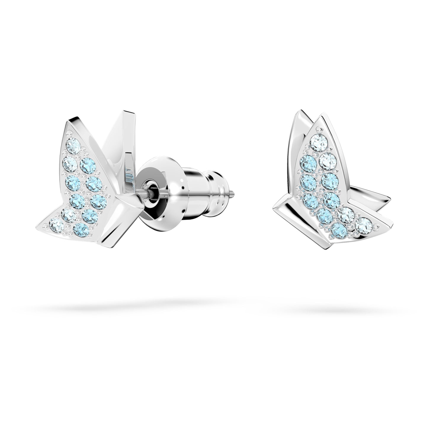 LILIA STUD EARRINGS BUTTERFLY - BLUE, RHODIUM