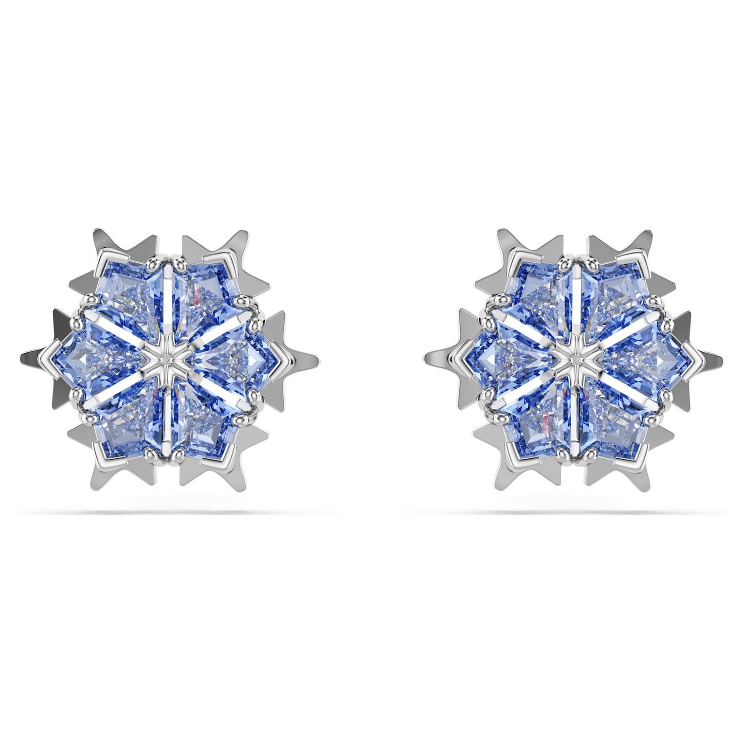 MAGIC STUD EARRINGS SNOWFLAKE - BLUE, RHODIUM
