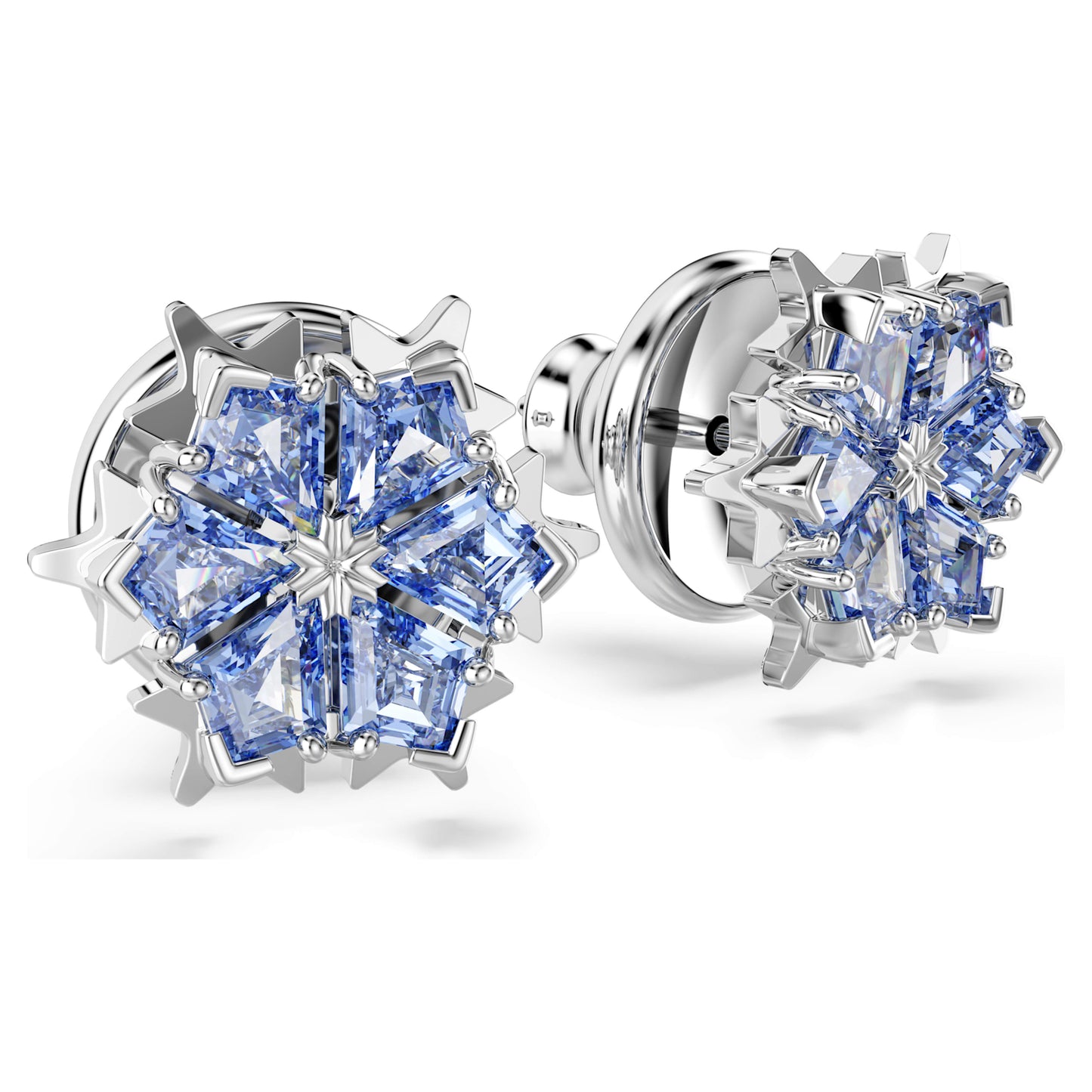 MAGIC STUD EARRINGS SNOWFLAKE - BLUE, RHODIUM