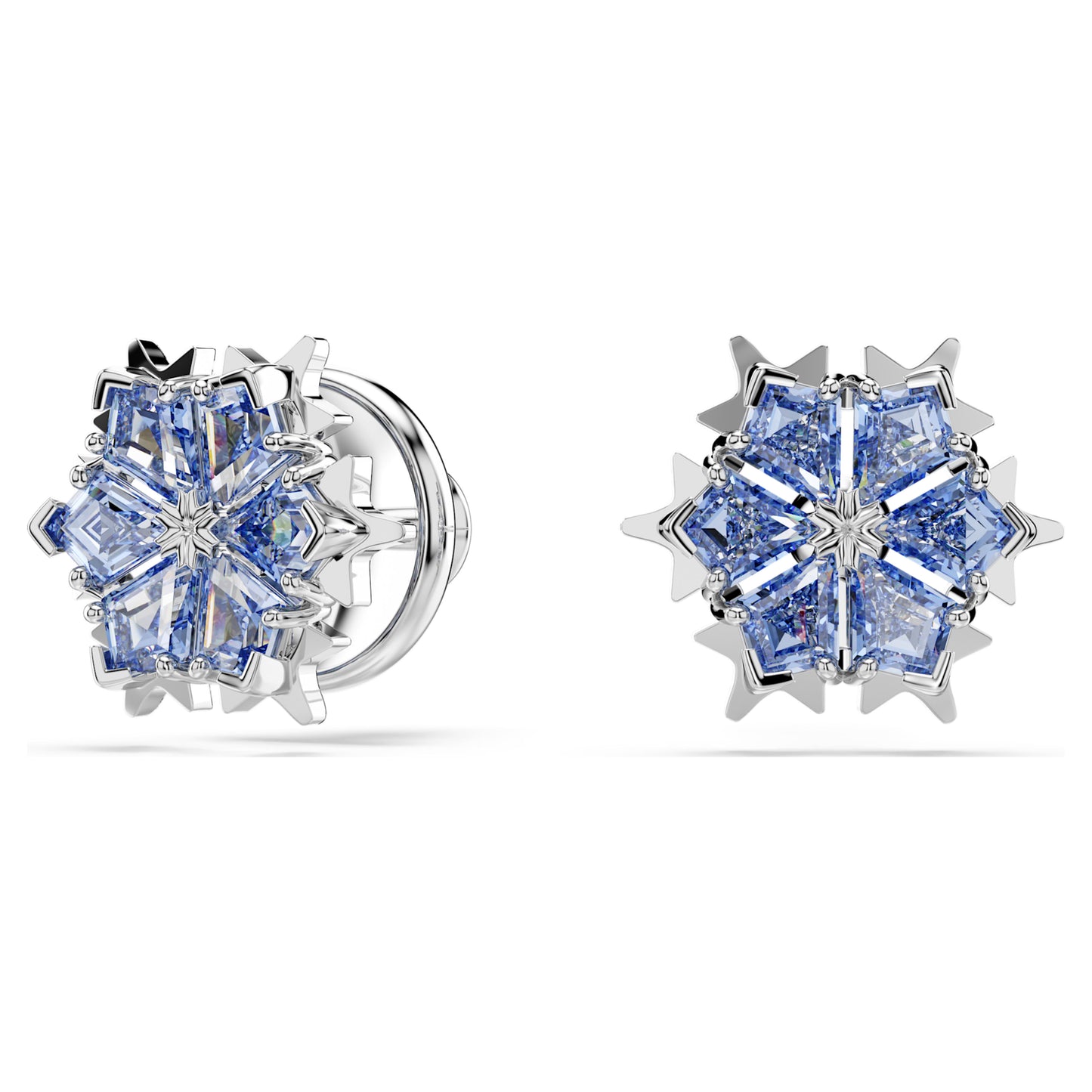 MAGIC STUD EARRINGS SNOWFLAKE - BLUE, RHODIUM