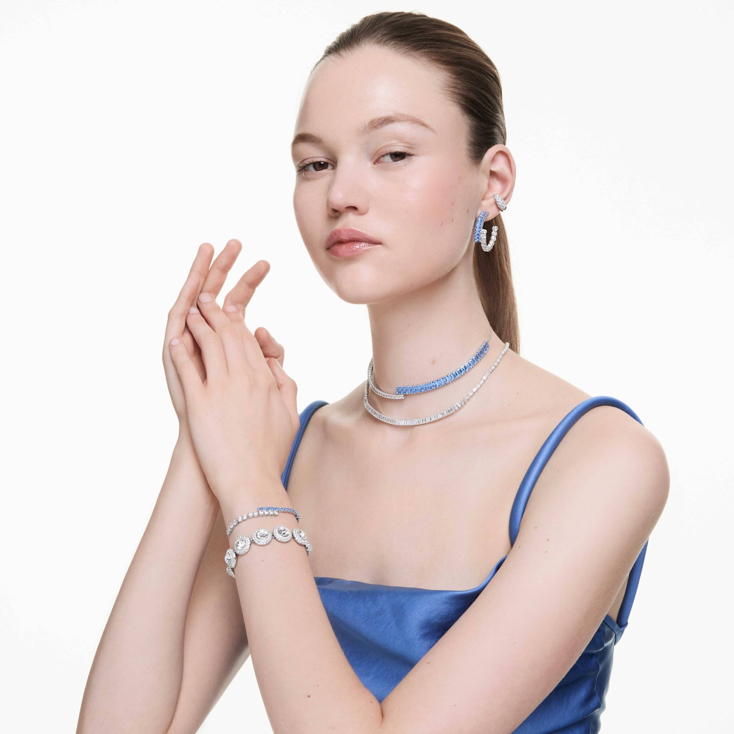 MATRIX BRACELET - BLUE, RHODIUM