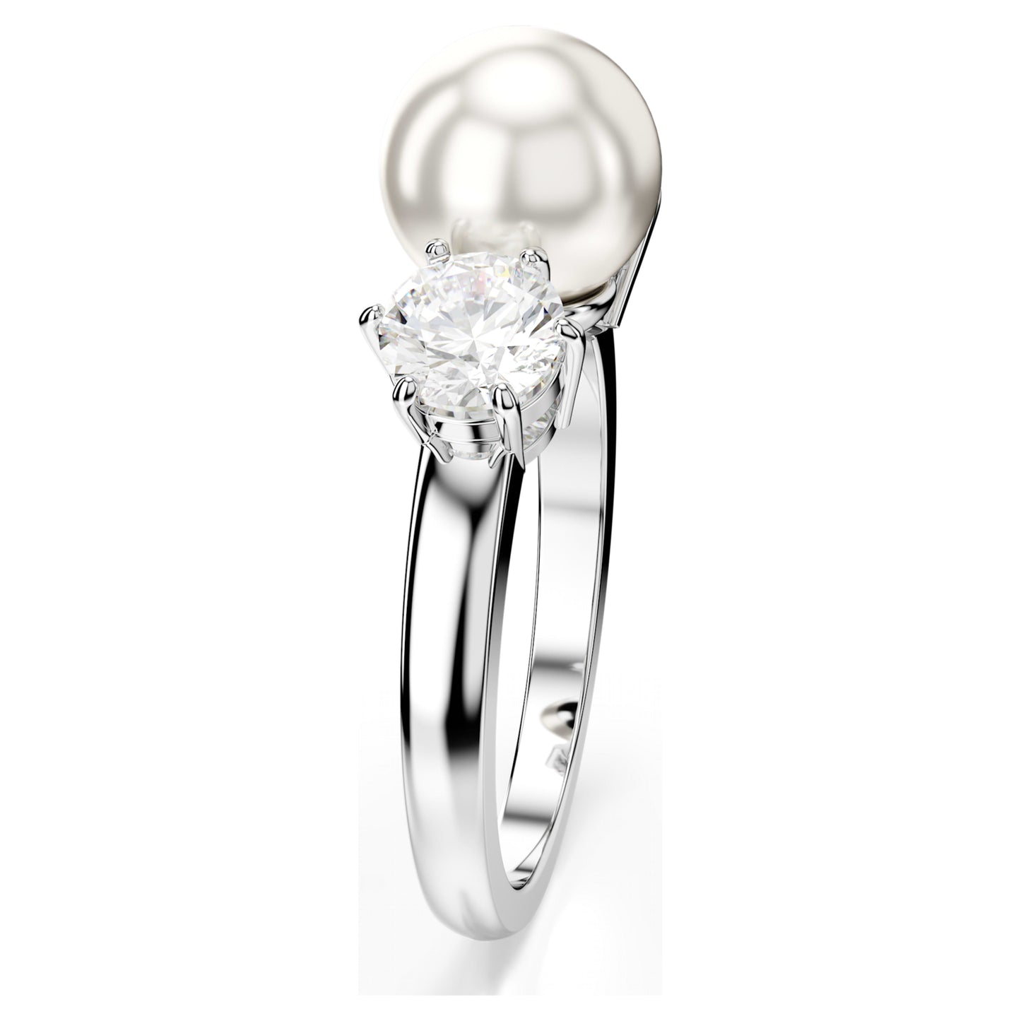 MATRIX COCKTAIL RING - PEARL, WHITE, RHODIUM
