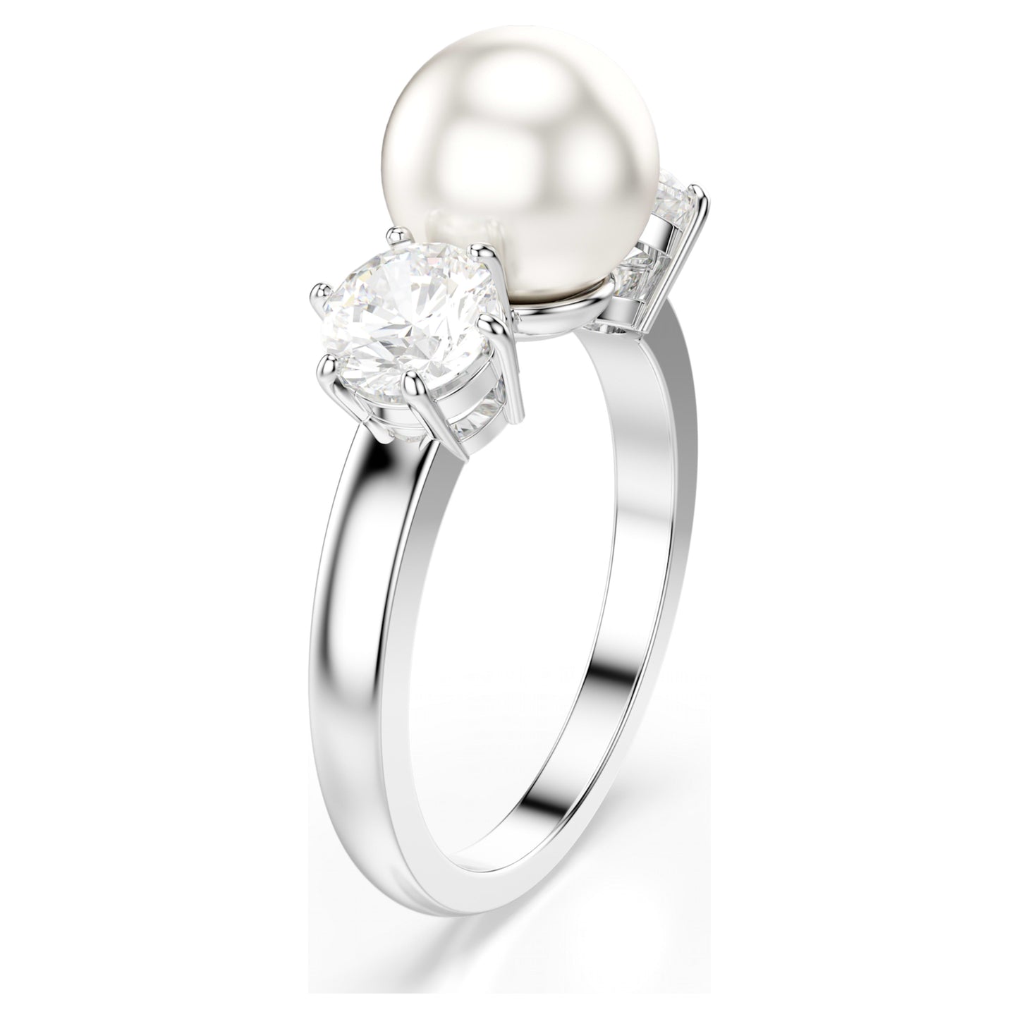MATRIX COCKTAIL RING - PEARL, WHITE, RHODIUM