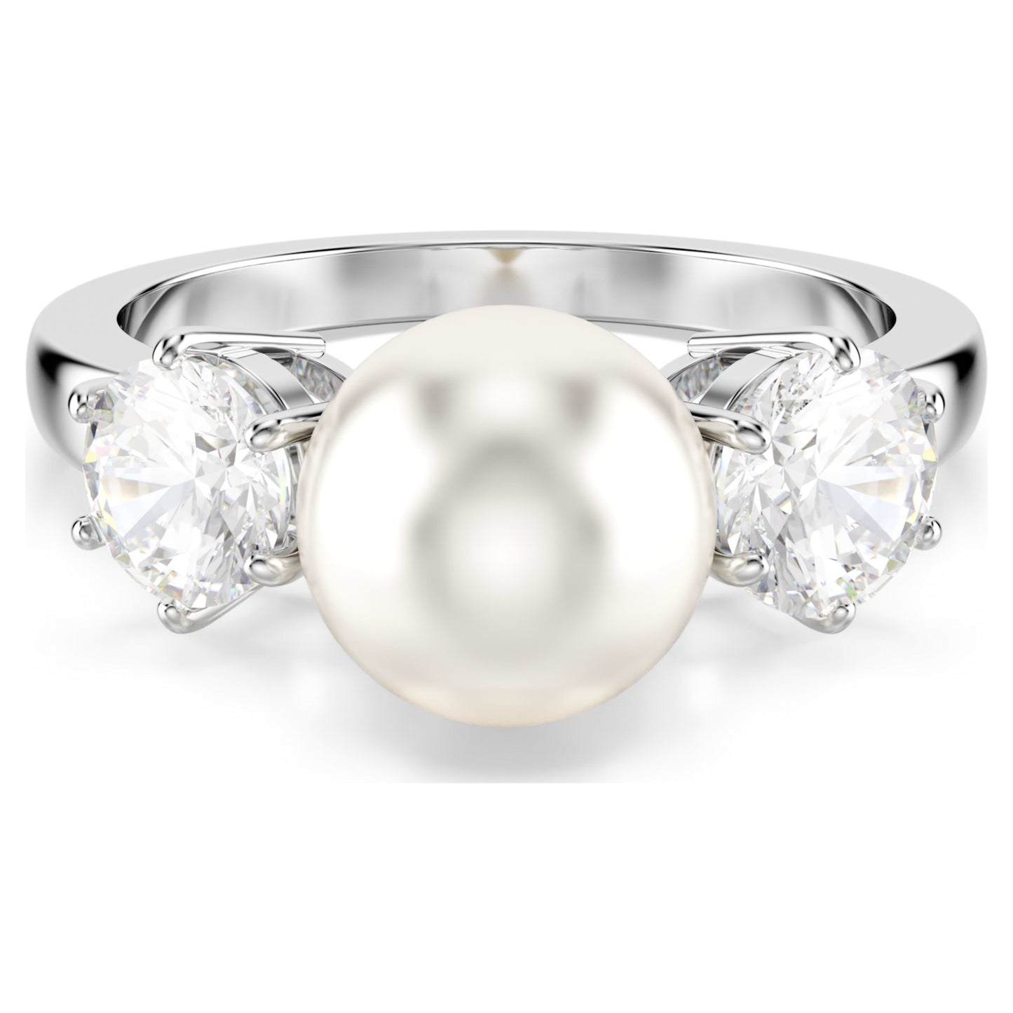 MATRIX COCKTAIL RING - PEARL, WHITE, RHODIUM