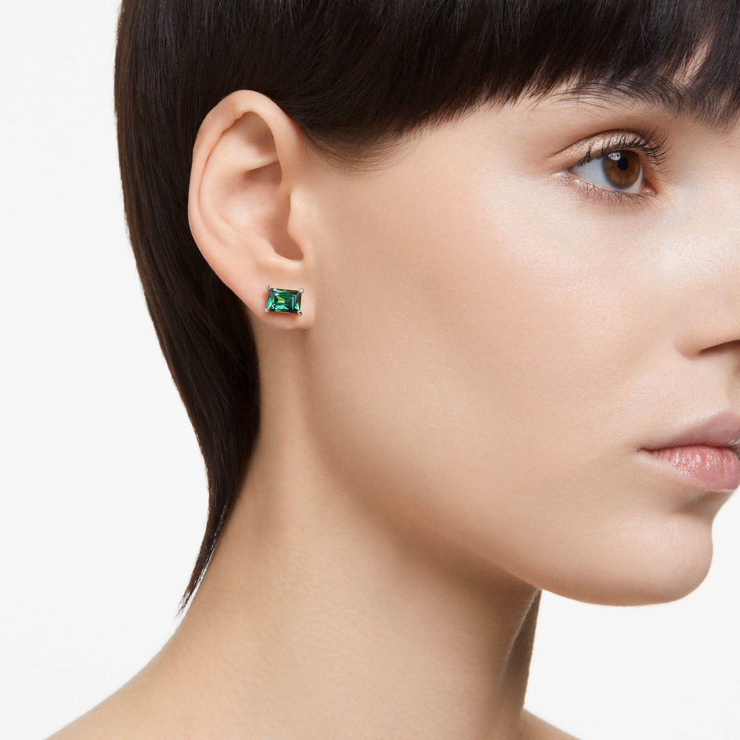 MATRIX DROP EARRINGS - GREEN, RHODIUM