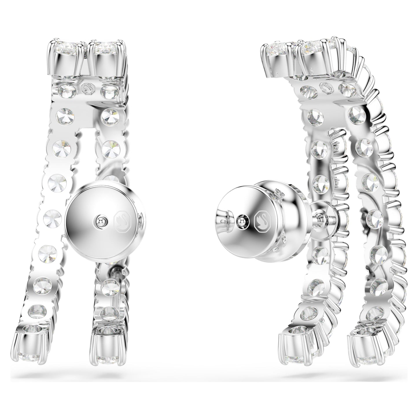 MATRIX EAR CUFFS - WHITE, RHODIUM