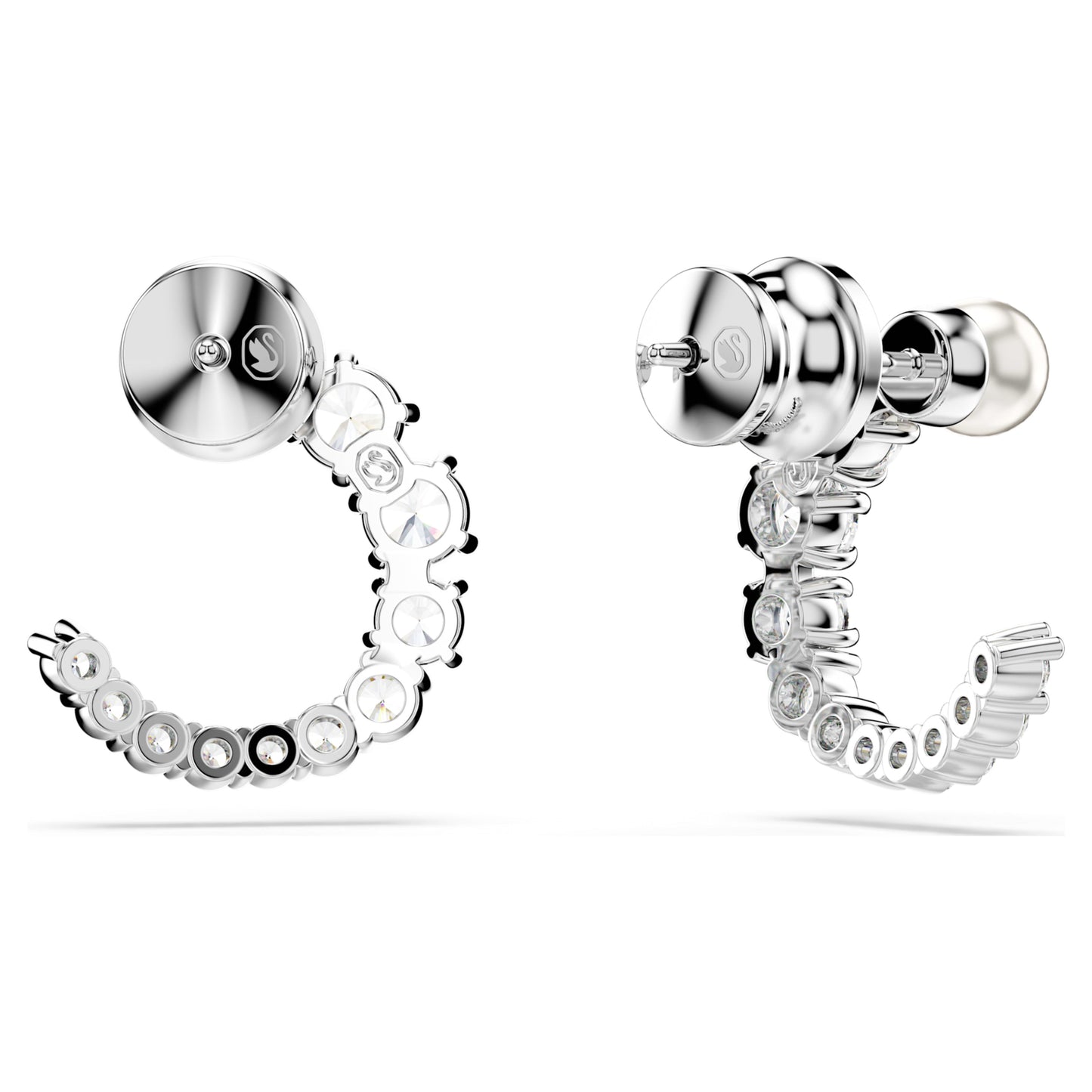 MATRIX HOOP EARRINGS PEARL - WHITE, RHODIUM
