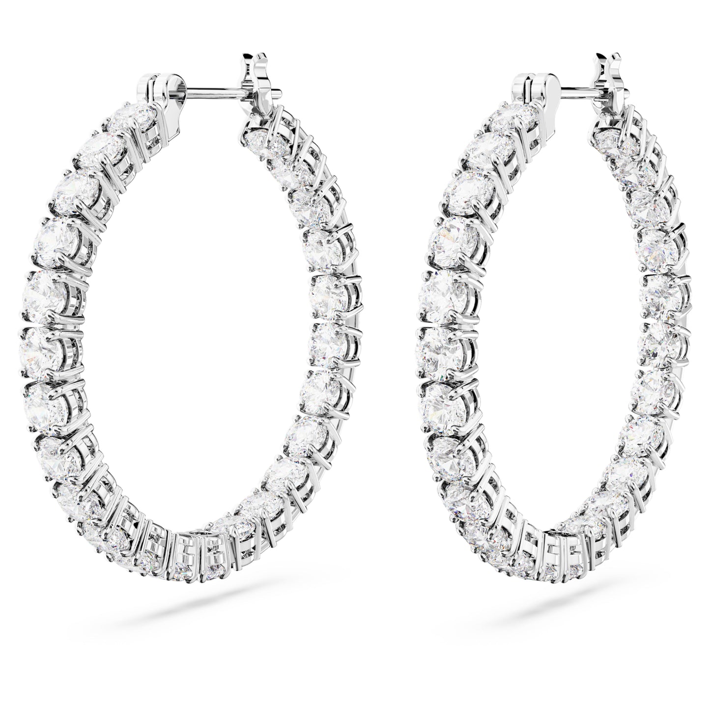 MATRIX HOOP EARRINGS - WHITE, RHODIUM