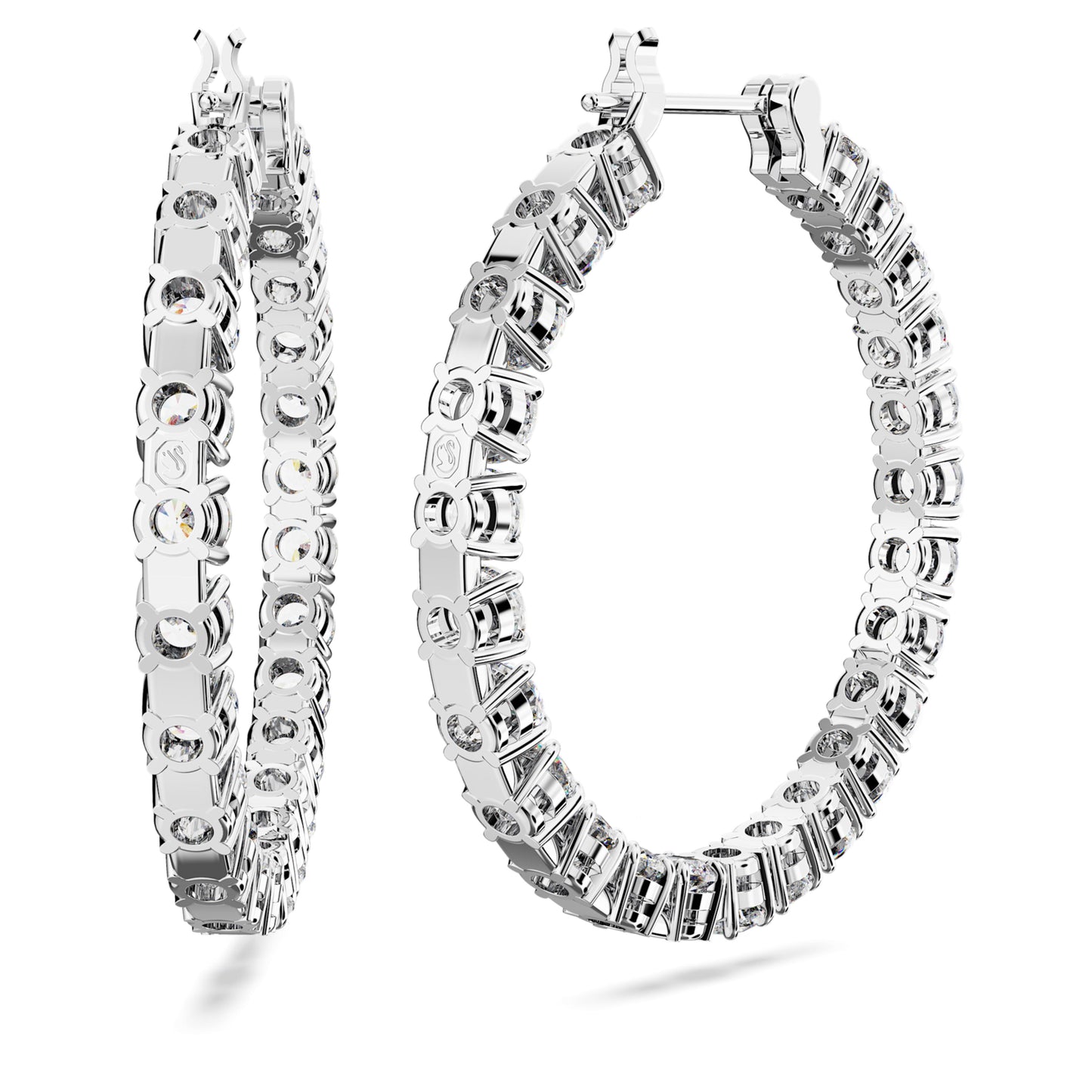 MATRIX HOOP EARRINGS - WHITE, RHODIUM