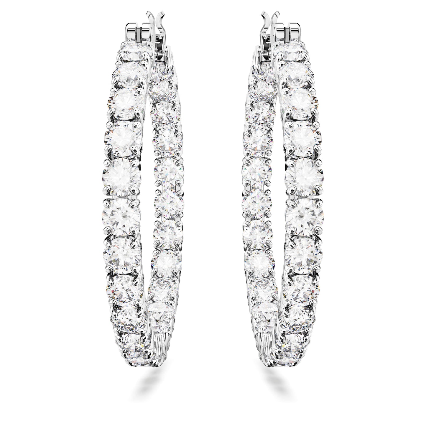 MATRIX HOOP EARRINGS - WHITE, RHODIUM