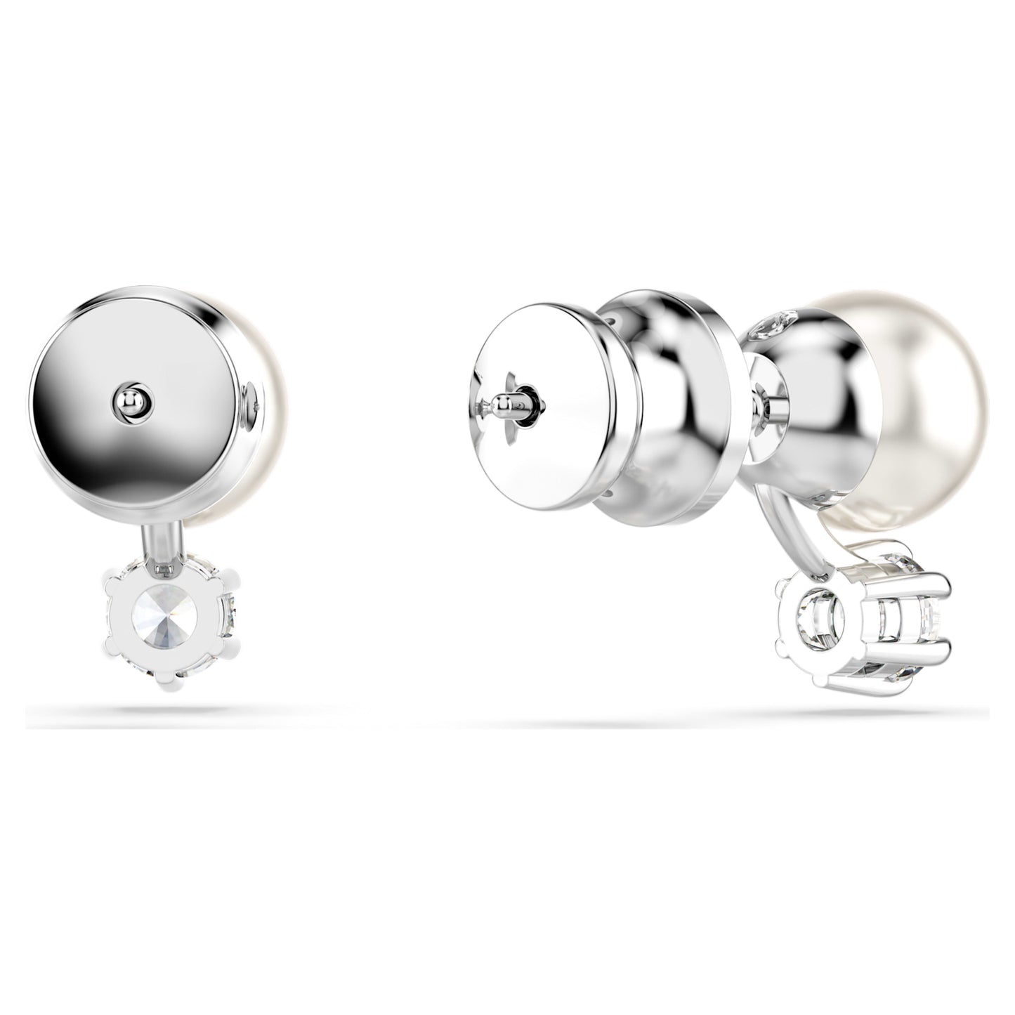 MATRIX STUD EARRINGS PEARL - WHITE, RHODIUM