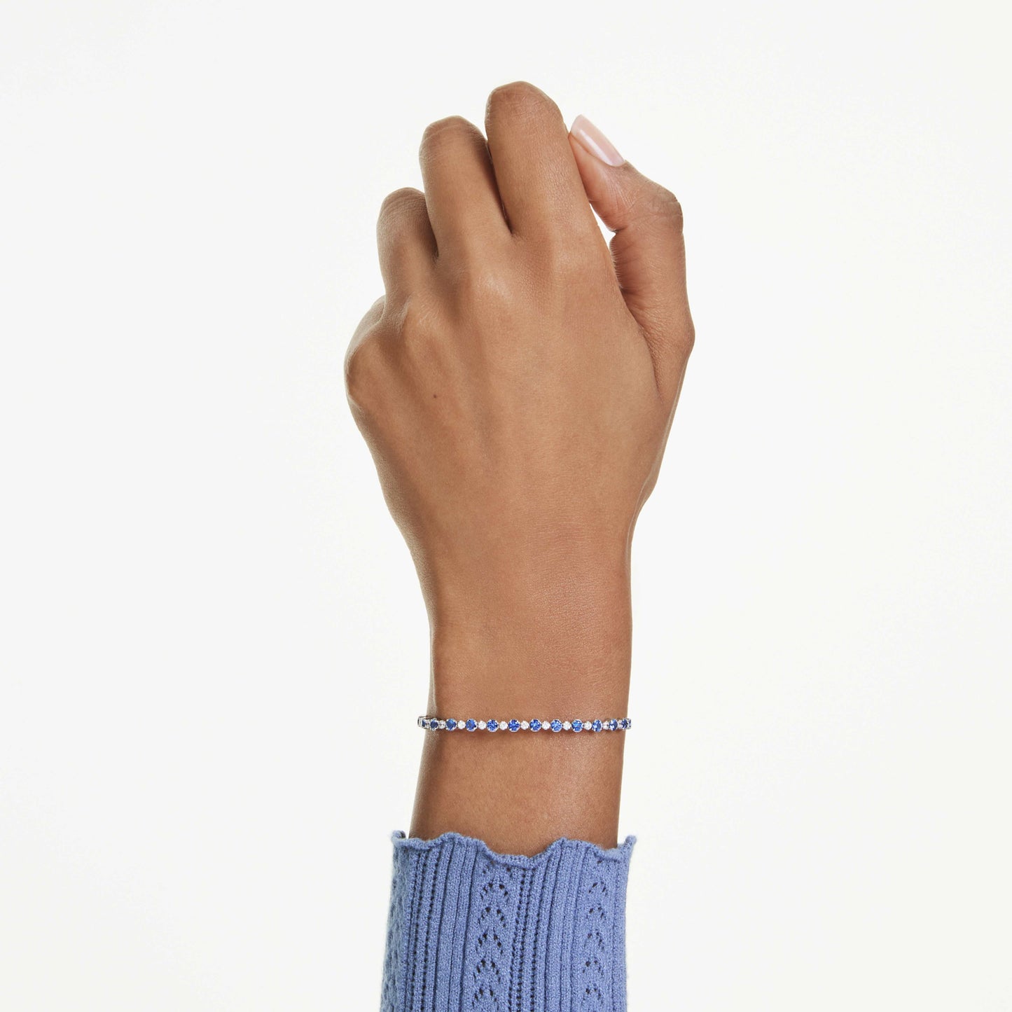MATRIX TENNIS BRACELET - BLUE, RHODIUM