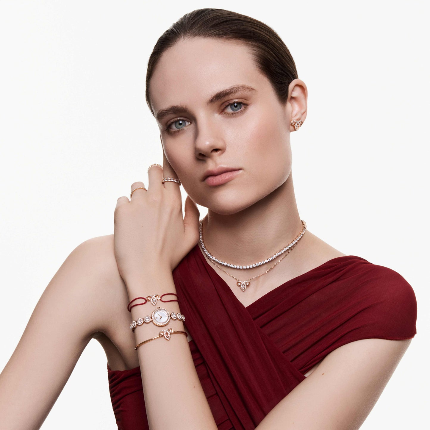 MATRIX NECKLACE TENNIS - WHITE, 18K ROSE GOLD