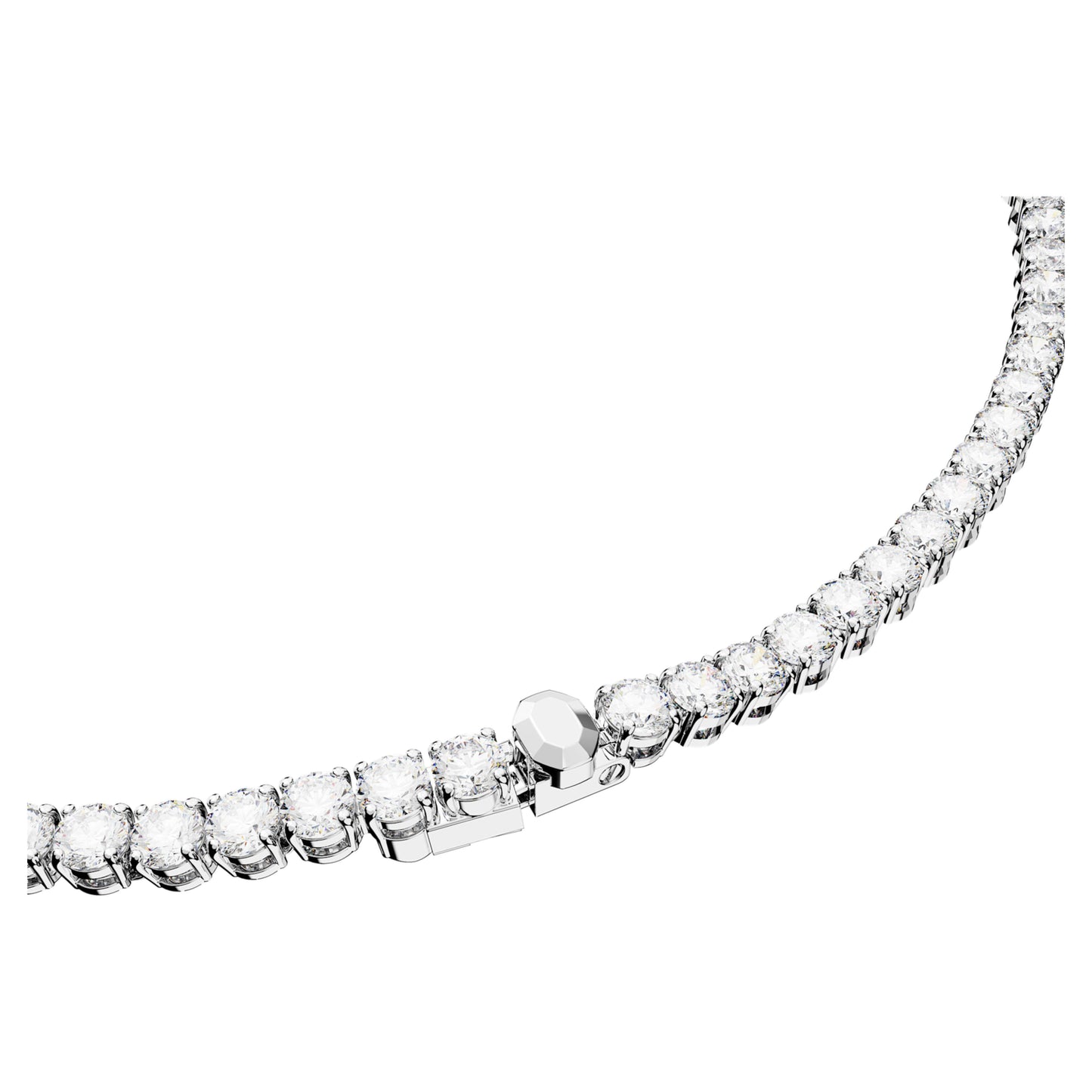 MATRIX TENNIS NECKLACE - WHITE, RHODIUM