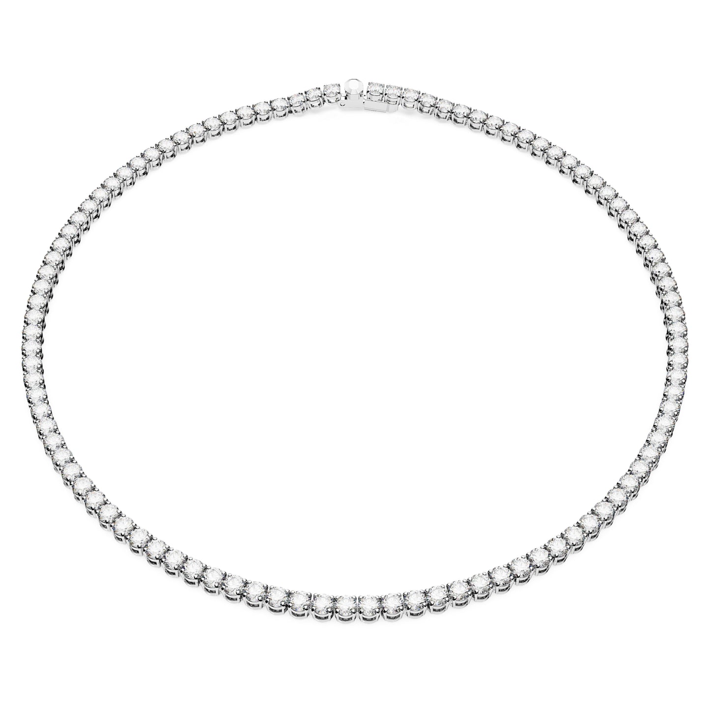 MATRIX TENNIS NECKLACE - WHITE, RHODIUM