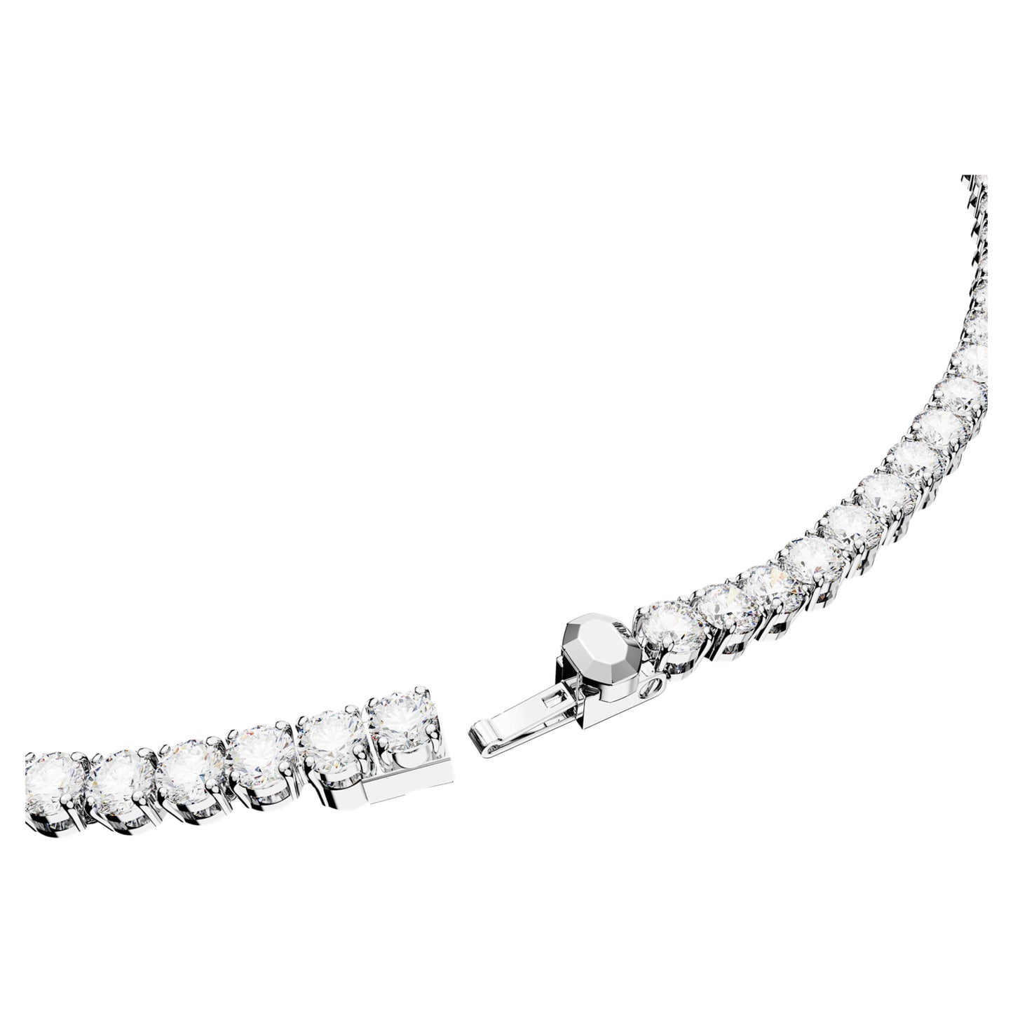 MATRIX TENNIS NECKLACE - WHITE, RHODIUM