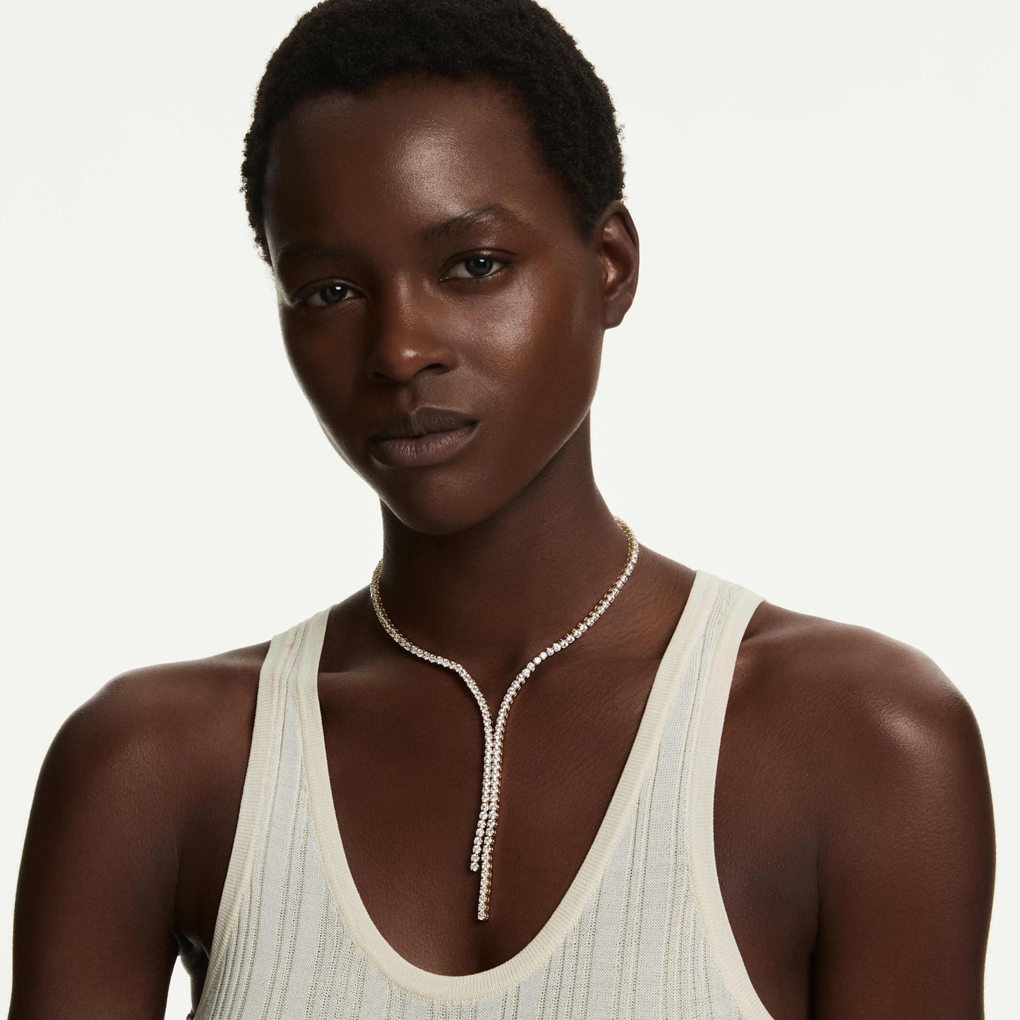 MATRIX Y NECKLACE - WHITE, 18K GOLD
