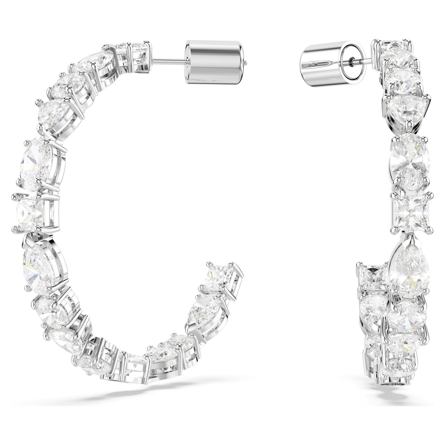 MESMERA HOOP EARRINGS - WHITE, RHODIUM